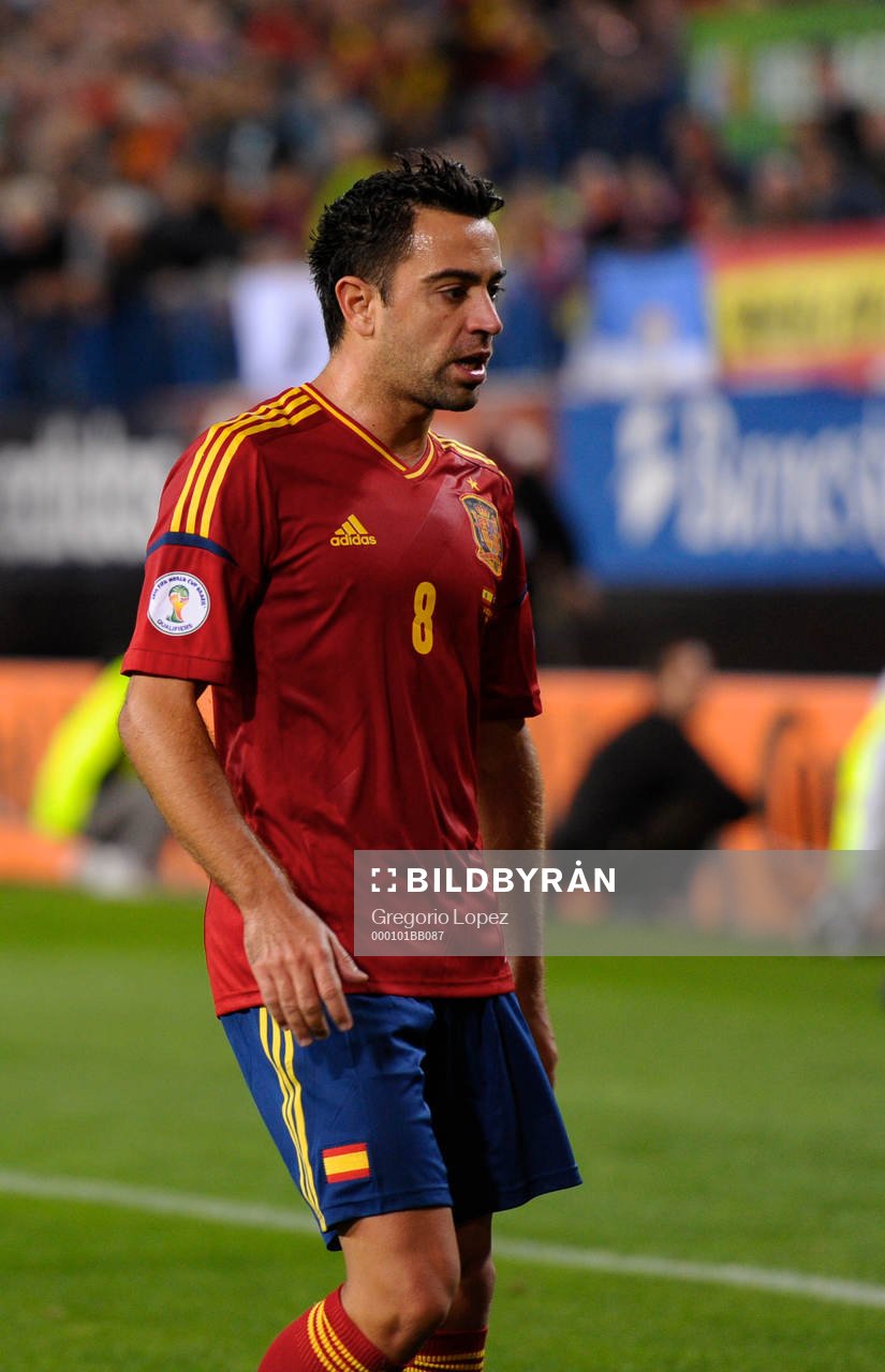 Xavi in the Vicente Calderon stadium in Madrid October 15,