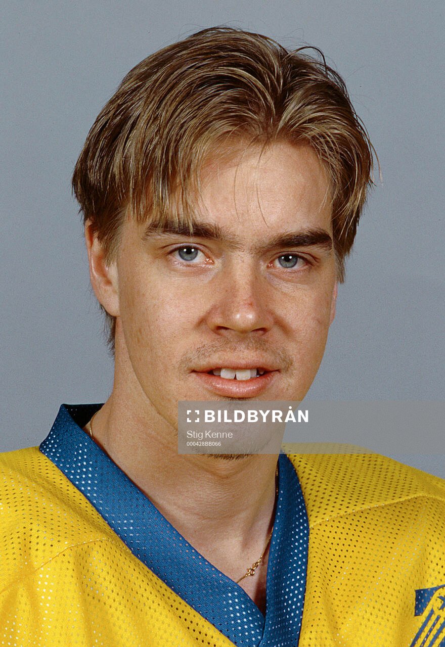 Goaltender Tommy Salo of Sweden poses for a portrait