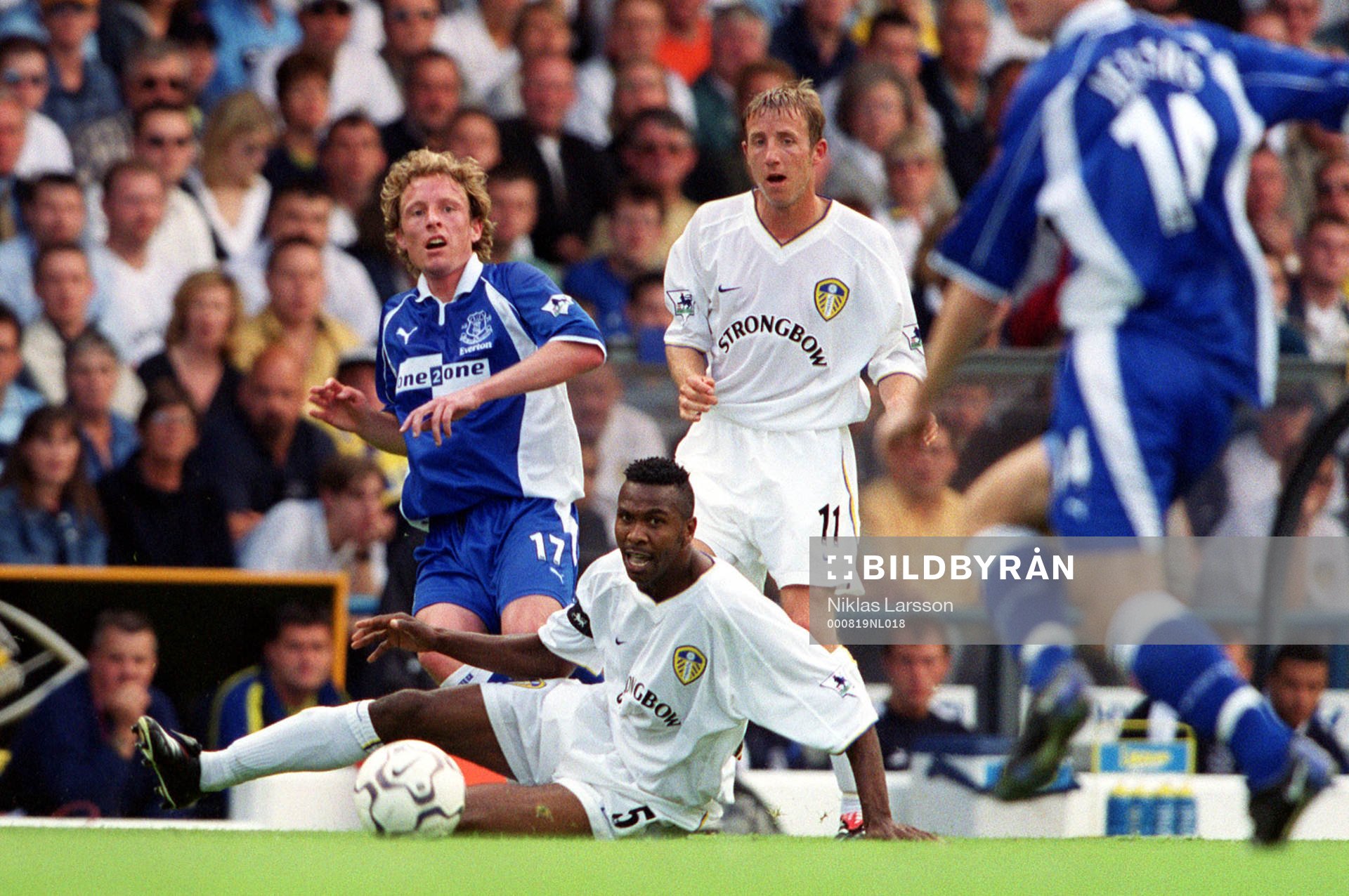 Lucas Radebe och Lee Bowyer, Leeds och Scot Gemill, Everton