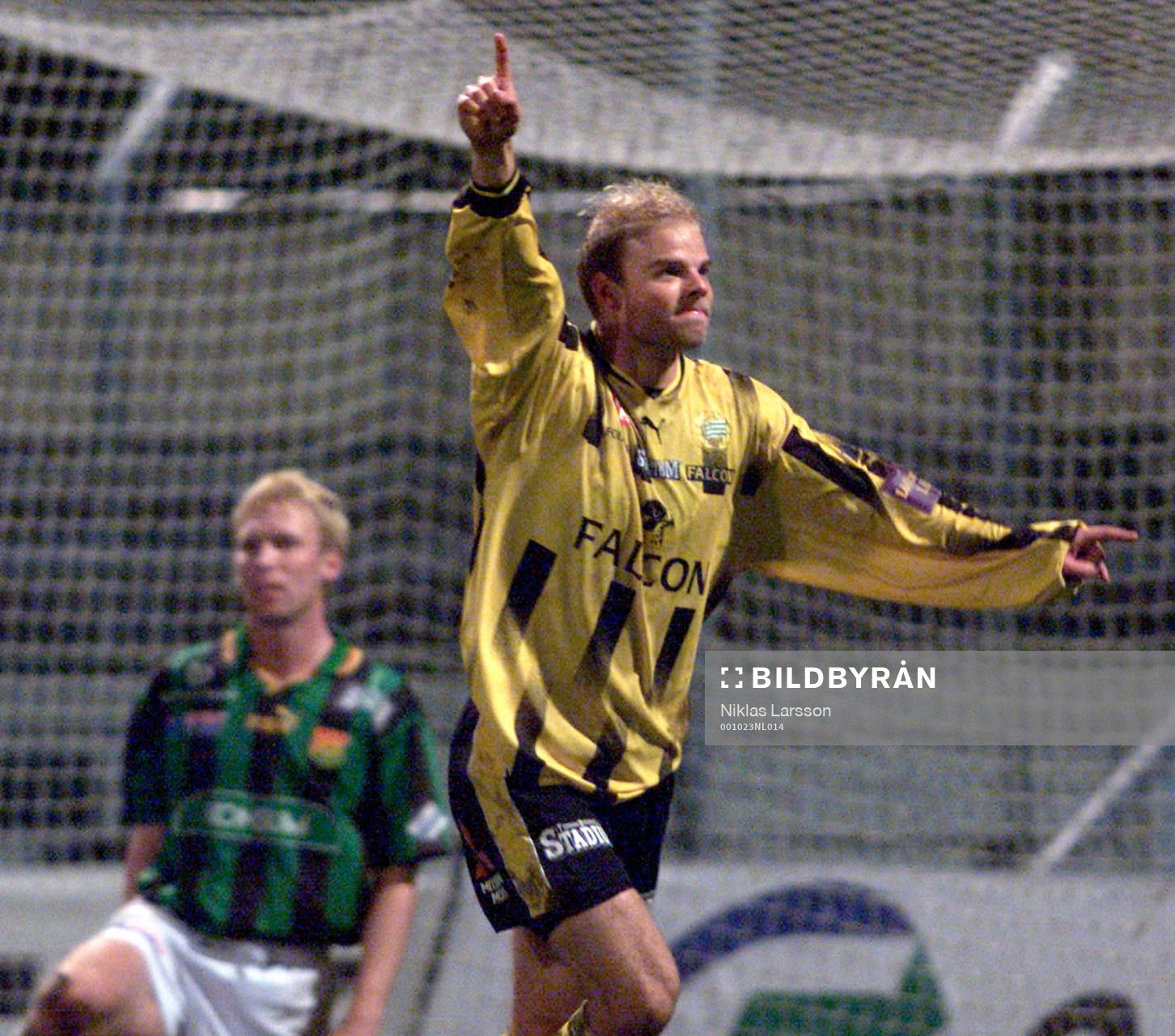 Fotboll, Allsvenskan, Gais - Hammarby: Andreas Hermansson jublar efter 3-2 till Hammarby