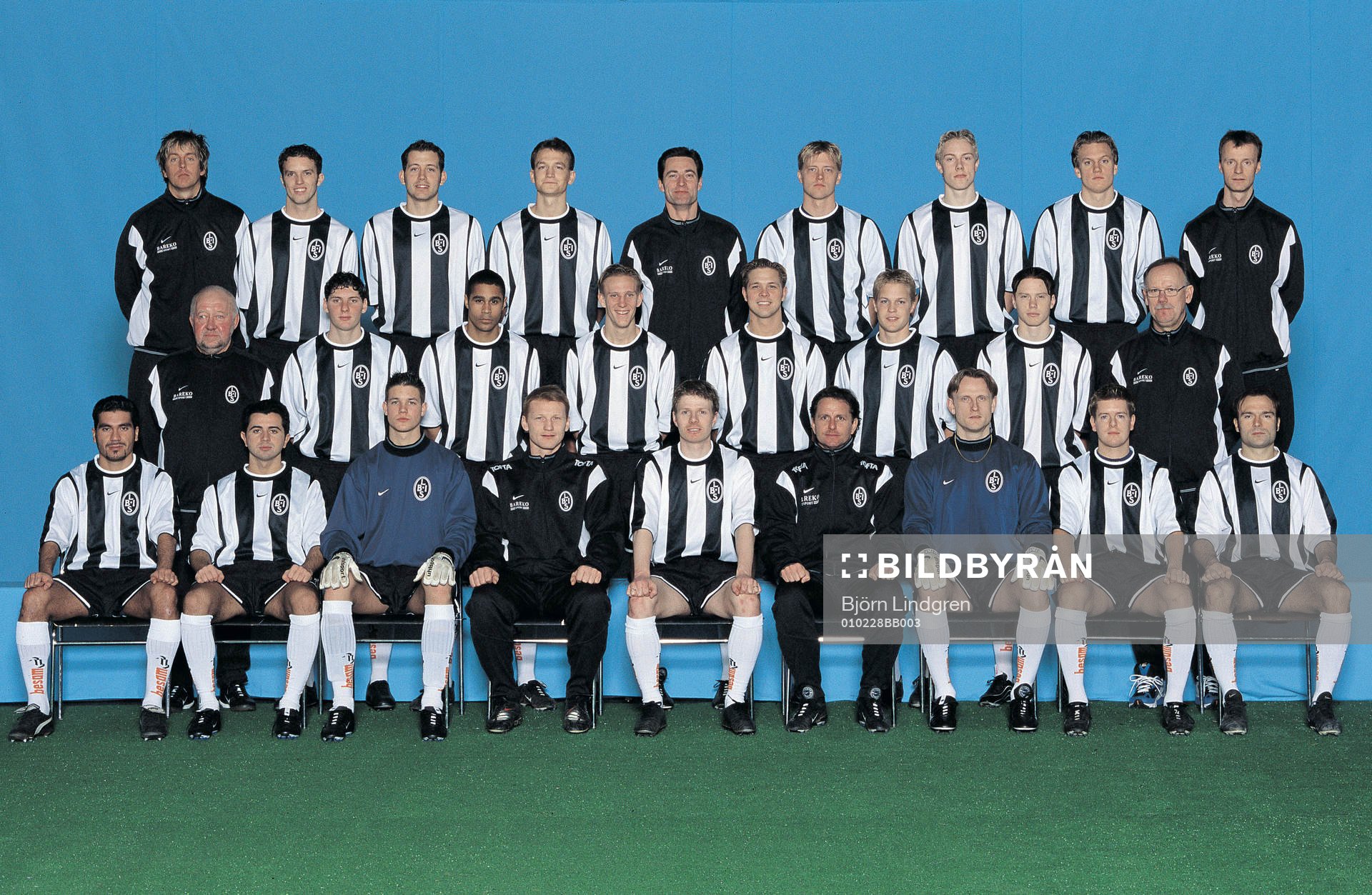 Fotboll, superettan, lagbild, Landskrona BoIS. Bakre raden