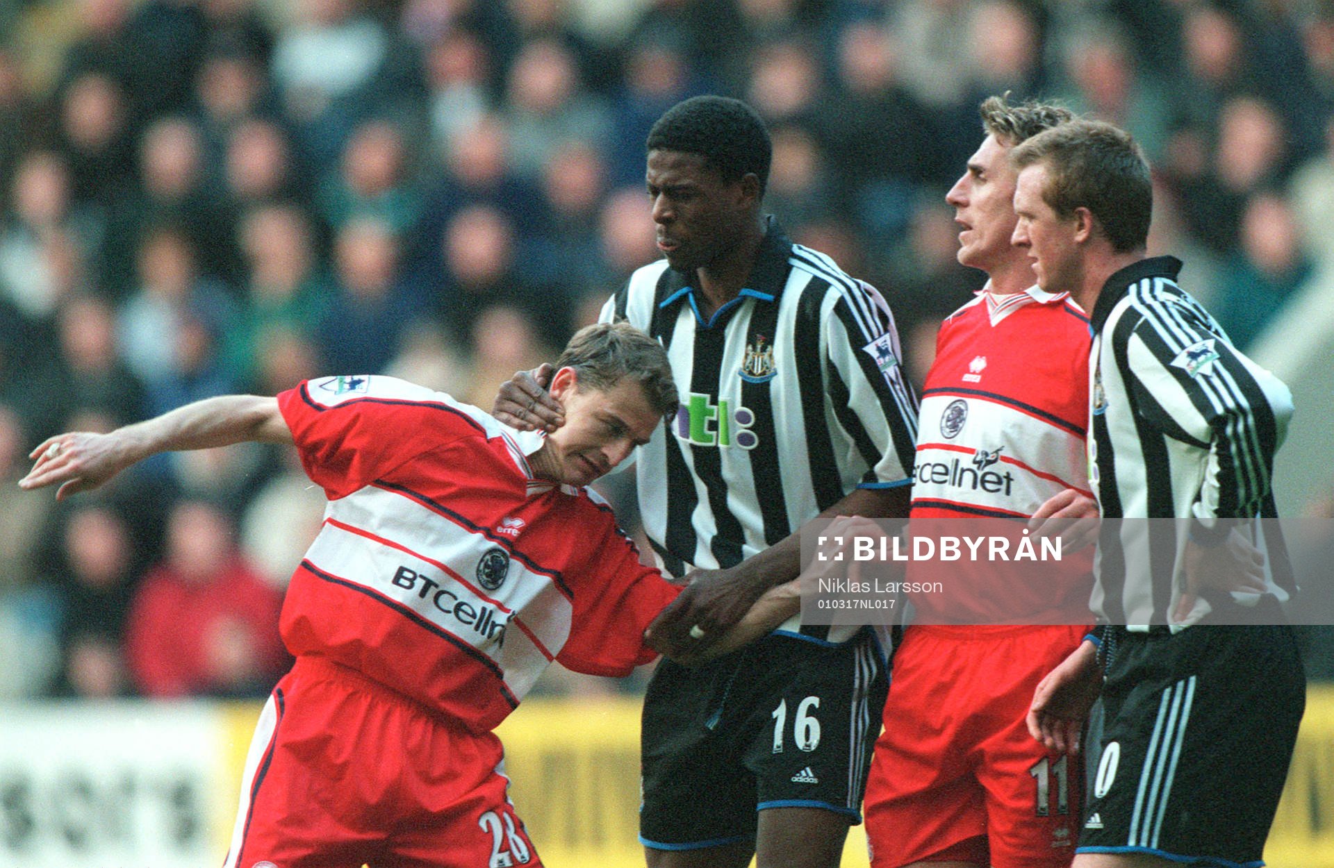  Fr v Colin Cooper, Middlesborugh, Carl Cort, Newcastle och Alan Boksic, Middlesborugh.