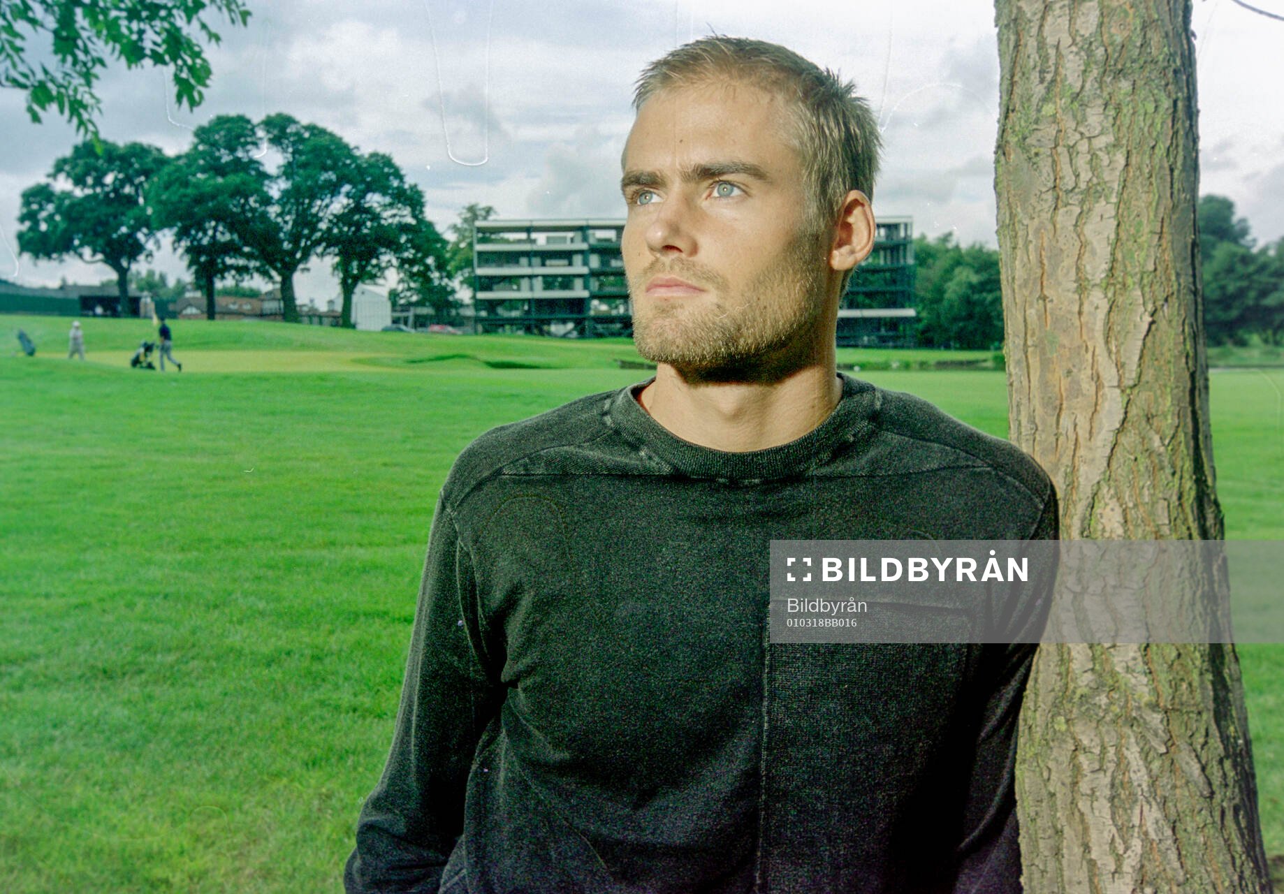 Football, Premier League 2001-2002, Aston Villa: Olof Mellberg of Aston Villa playing at a golf course. 