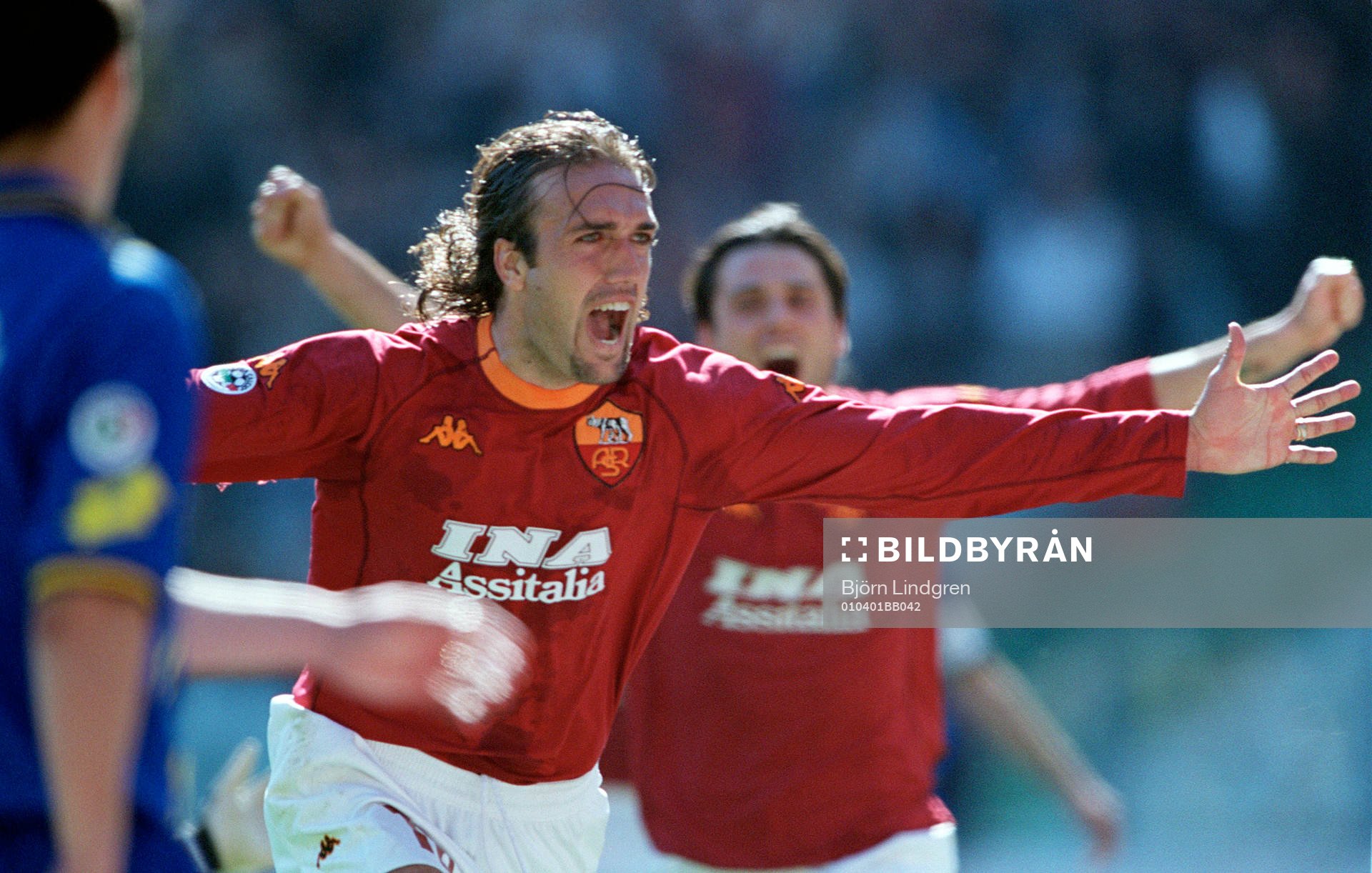 Fotboll, Italienska Serie A, Gabriel Batistuta, Roma (jubel)