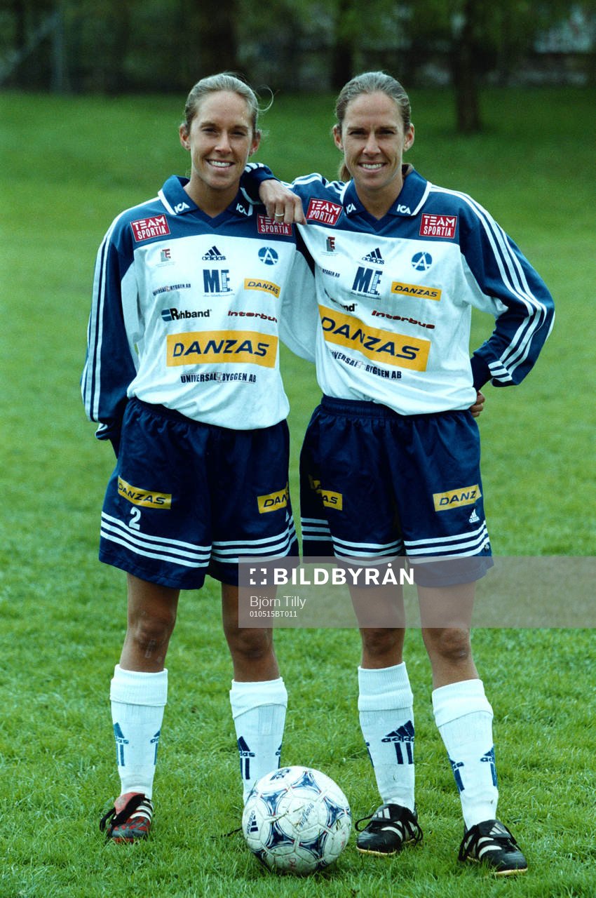 fotboll, dam, Systrarna Helen och Linda Fagerström,