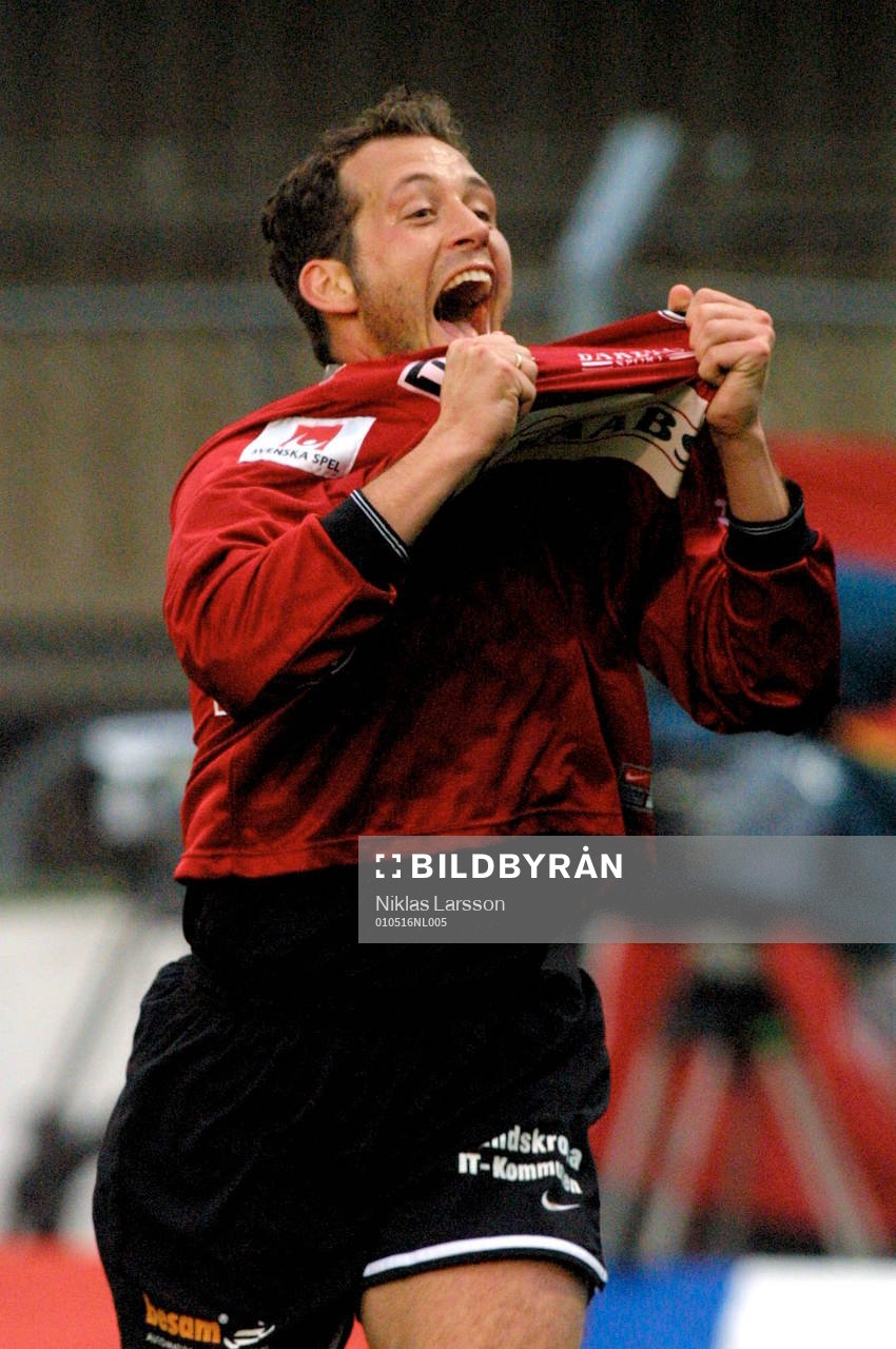 Fotboll, Superettan, GAIS-Landskrona, Daniel Milovanovic (jubel)
