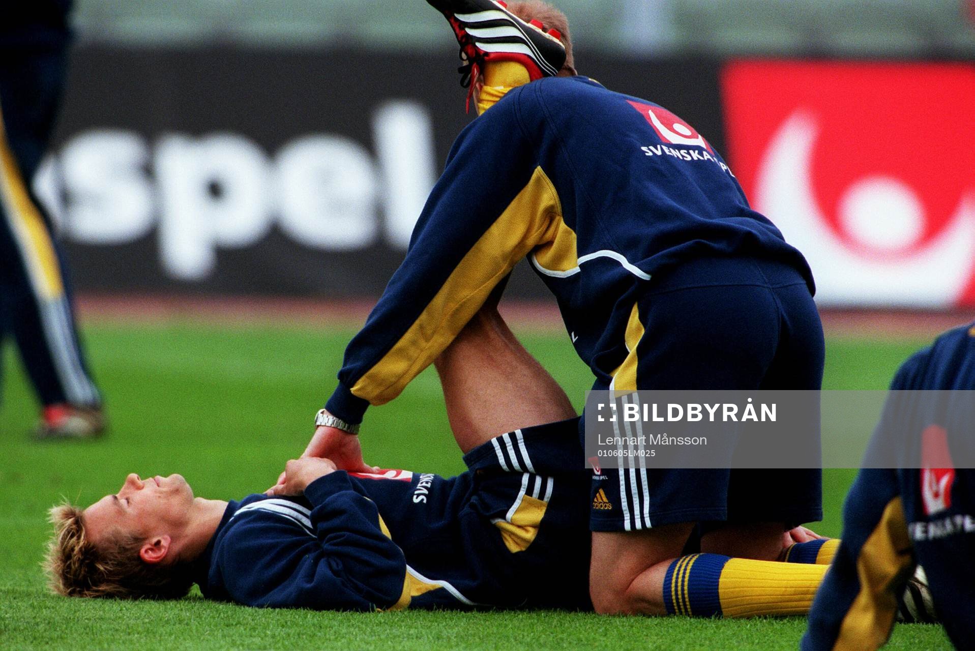 Fotboll, träning, stretching