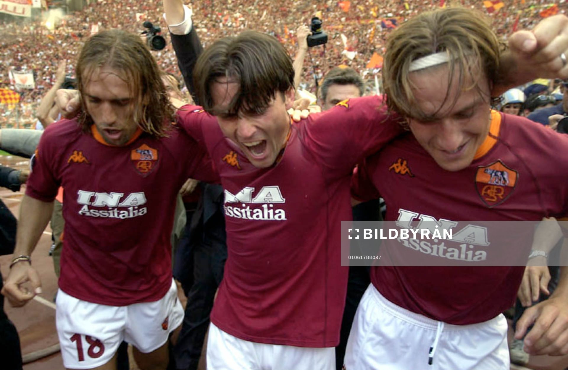 Batistuta, Fransesco Totti och Montella, Roma