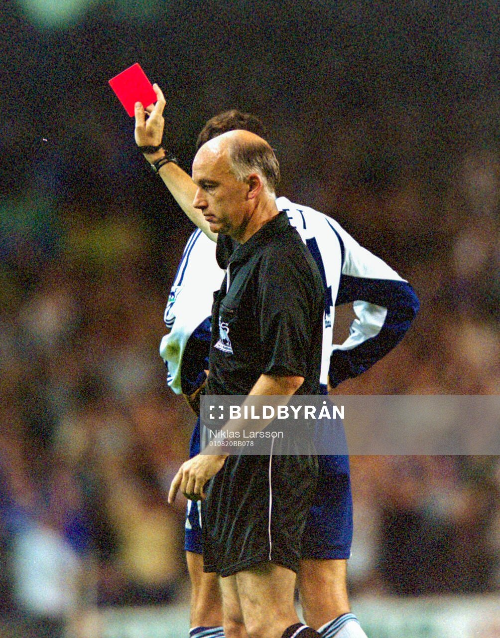 Referee David Elleray showing the red card