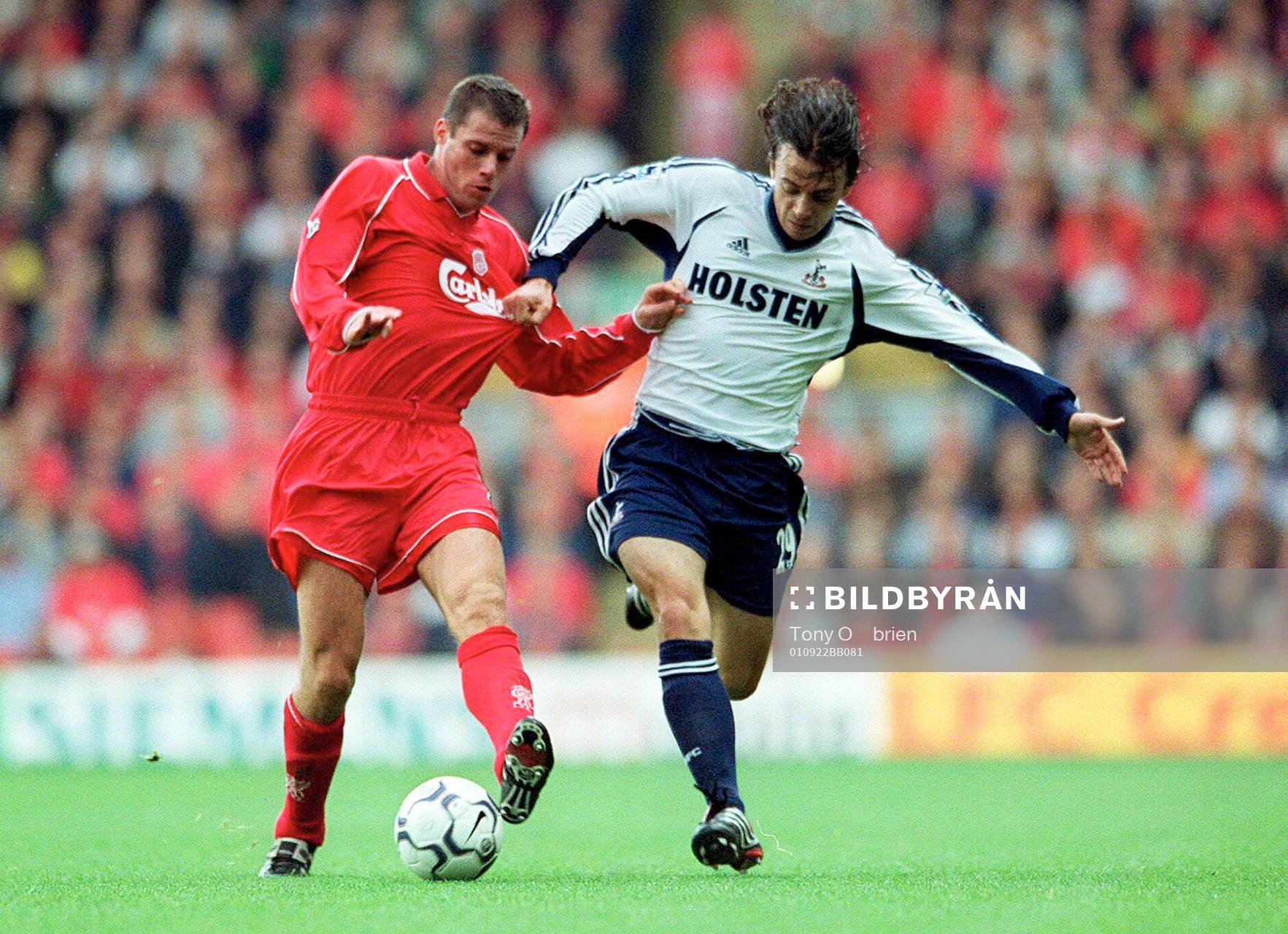  Jamie Carragher, Liverpool och Simon Davie, Tottenham.