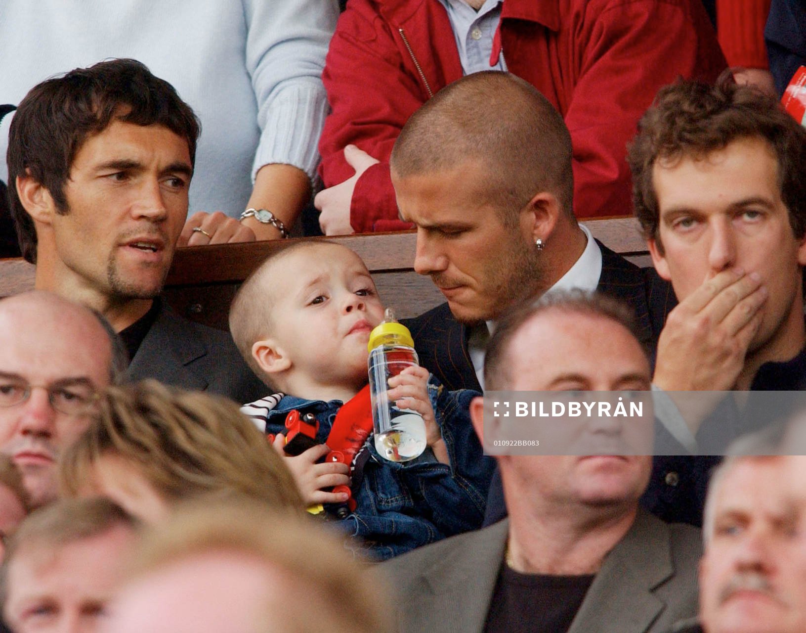 Fotboll, engelsk, David Beckham och hans son Brooklyn på