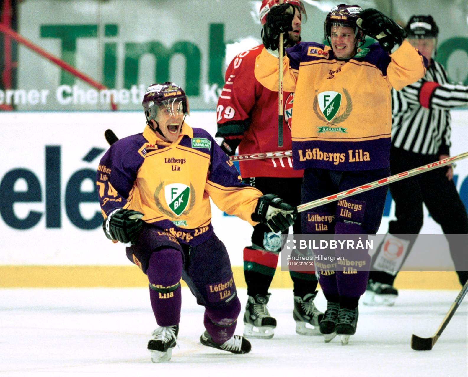 Dieter Kalt, och Rickard Wallin, Färjestad, jubel