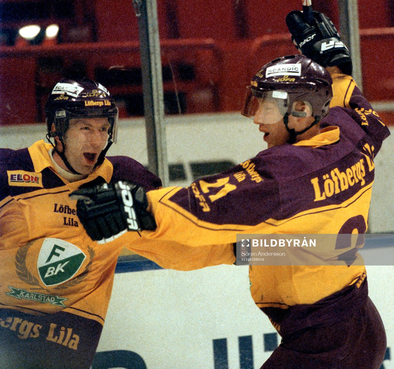 Peter Nordström och Jörgen Jönsson, Färjestad, jubel