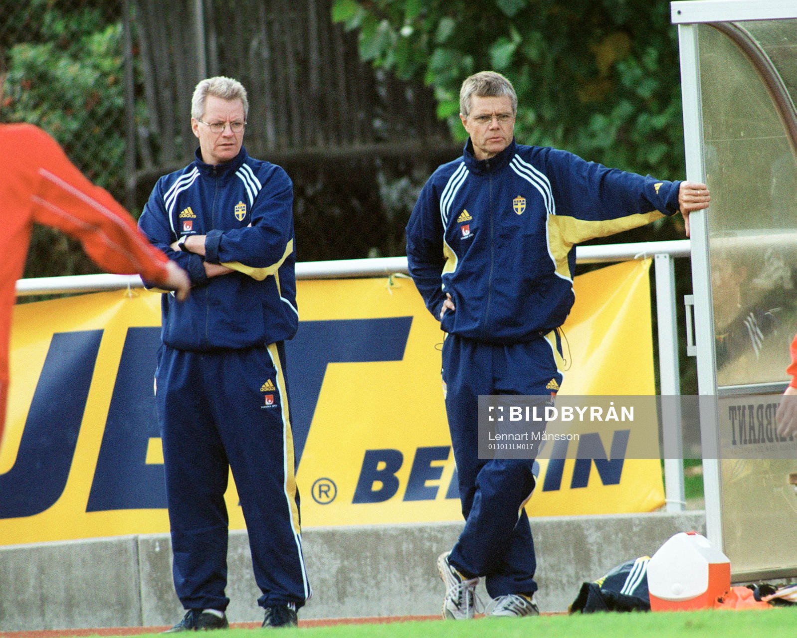 Sverige - Polen: Hans Lindbom (t.h.) ,tränare, Sverige