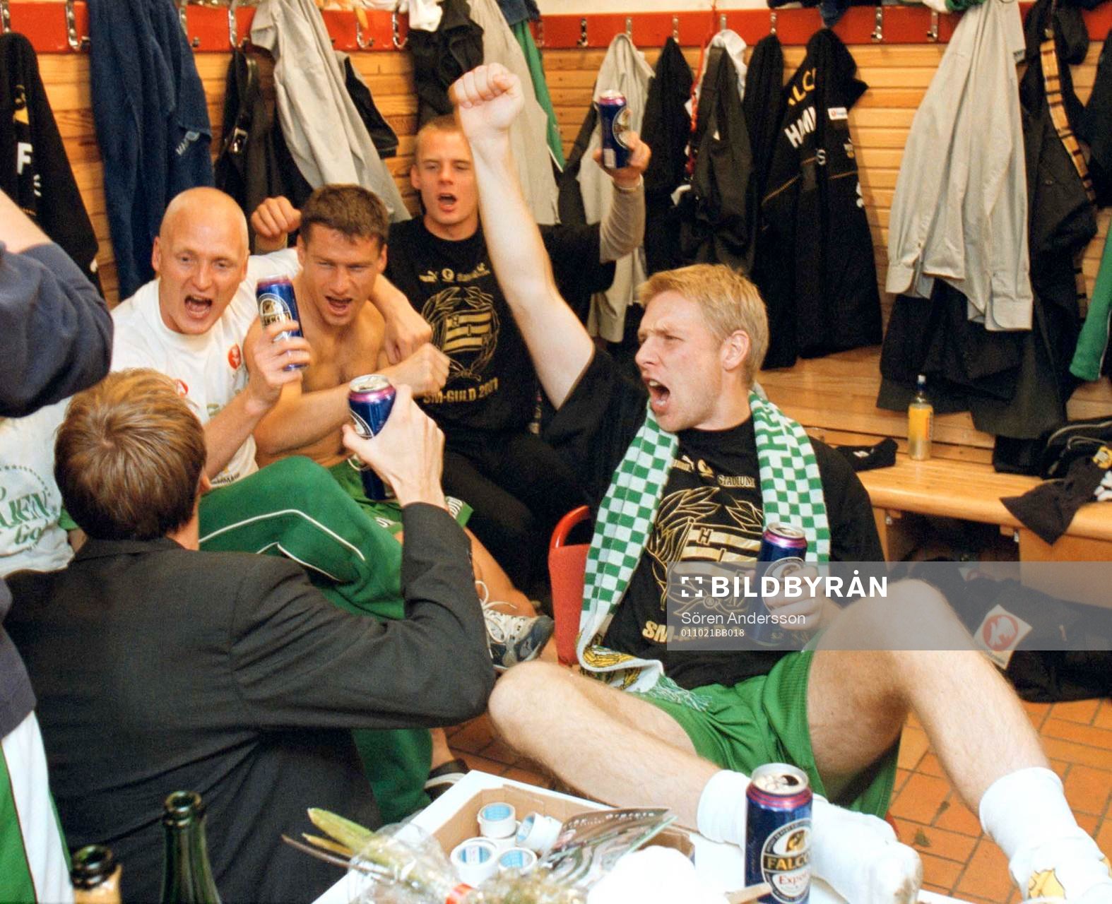 Hammarby Svenska Mästare. Fest i omklädningsrummet