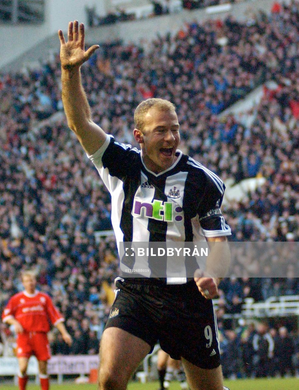 Fotboll, engelsk,  Alan Shearer, Newcastle, jubel