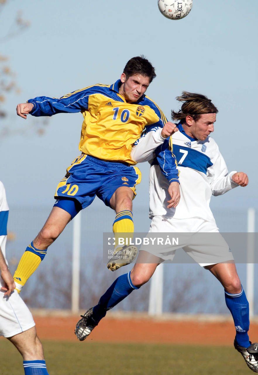 Fotboll, U 21, Grekland -Sverige: Bojan Djordjic, Sverige och Ioannis Amanatidis, Grekland