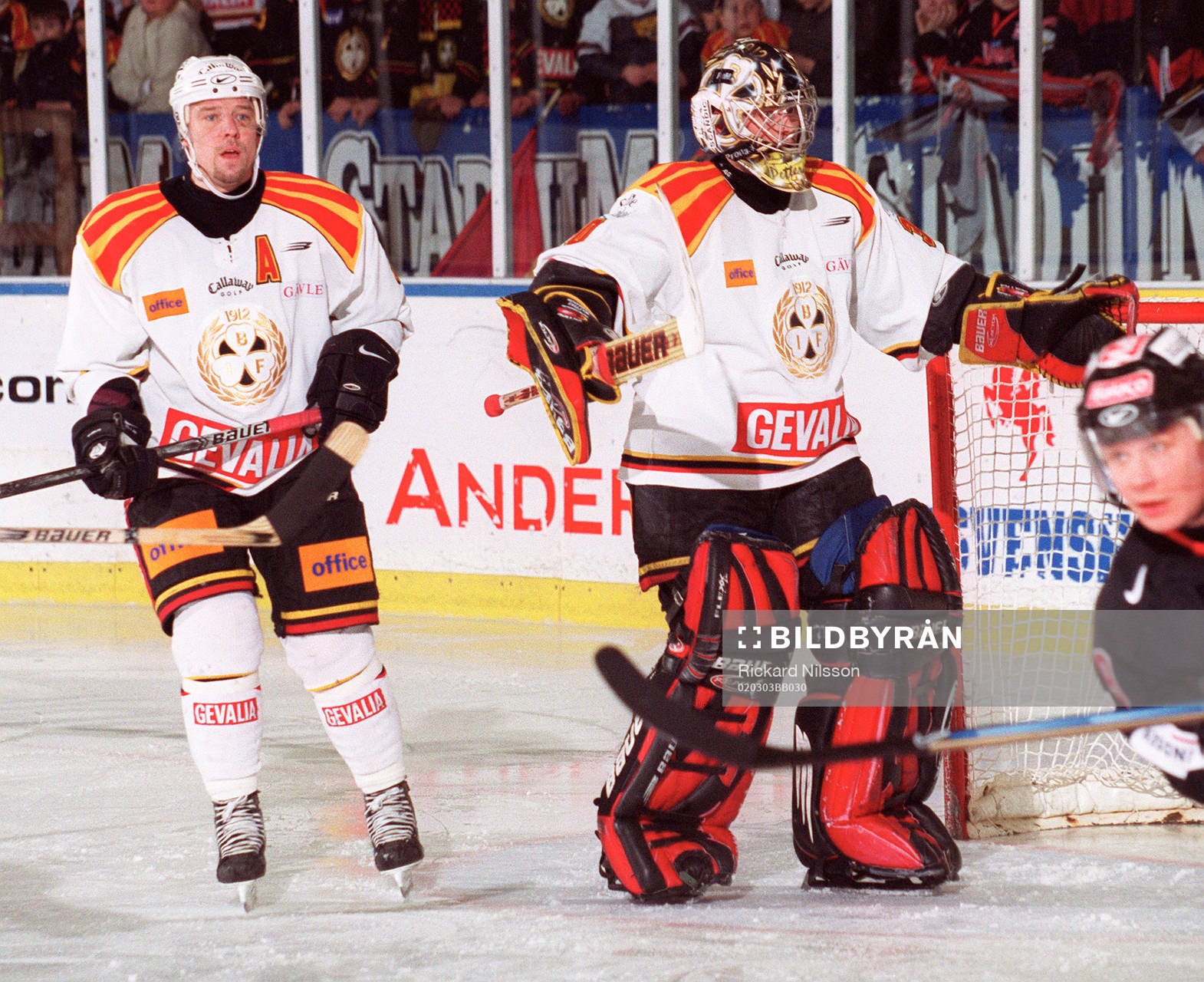 Pär Djoos och Mattias Pettersson, målvakt Brynäs