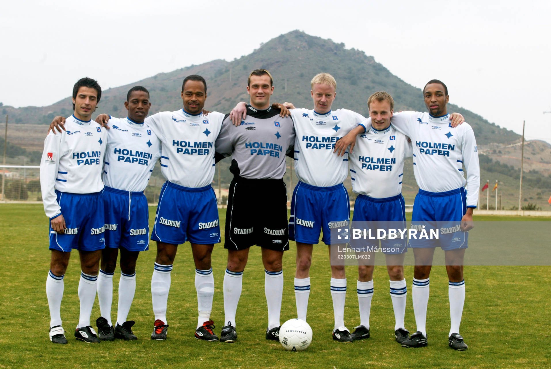 Sju nyförvärv, fr.v. Jojje Karatanasis, Issa Mohammed,