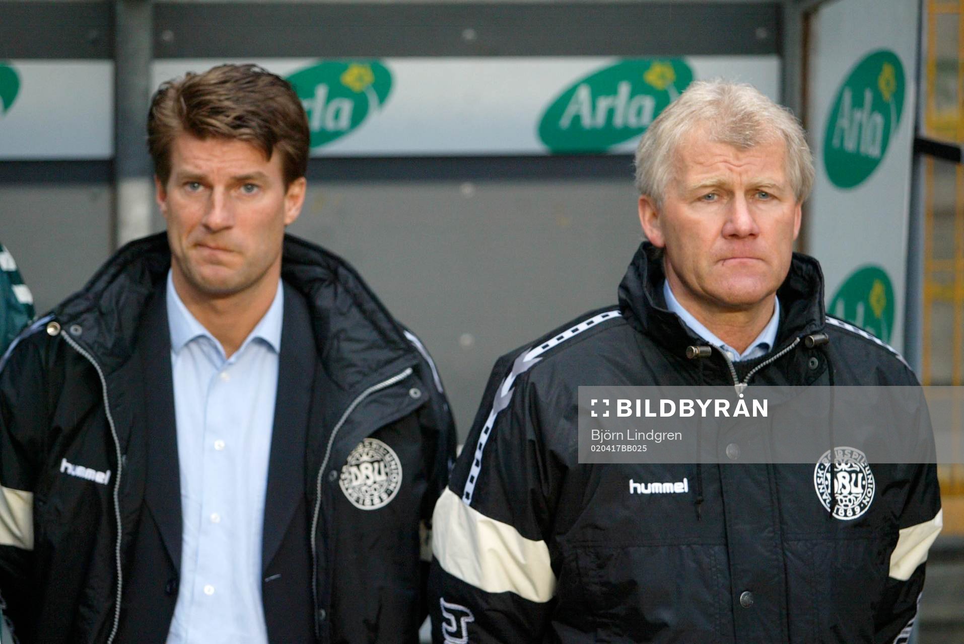 Fotboll, landskamp, Michael Laudrup och Morten Olsen,
