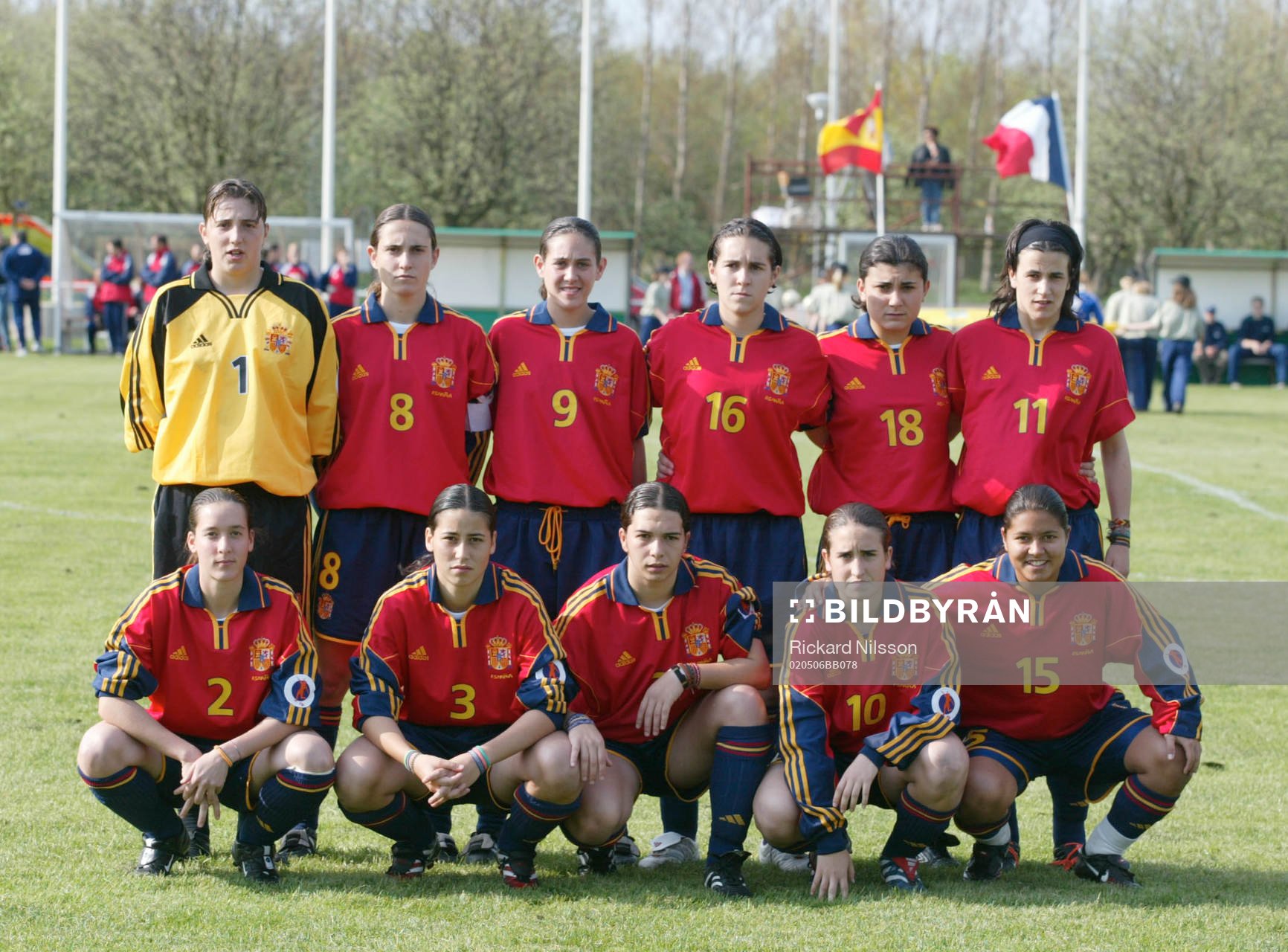 Spanien. Övre fr.v: Maria José Gomez, Saray Garcia, Erika Vazquez, Melisa Nocolau, Gurutze Espinosa, Maite Campos. Nedre fr.v: Julia Olmos, Saioa Gonzalez, Evelyn Sanchez, Iraia Sustatxa, Maria-José Perez.