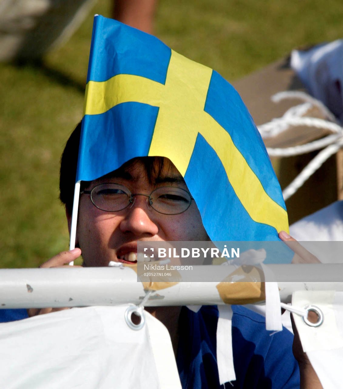 En japansk supporter som gillar Sverige. Fans, supporter,