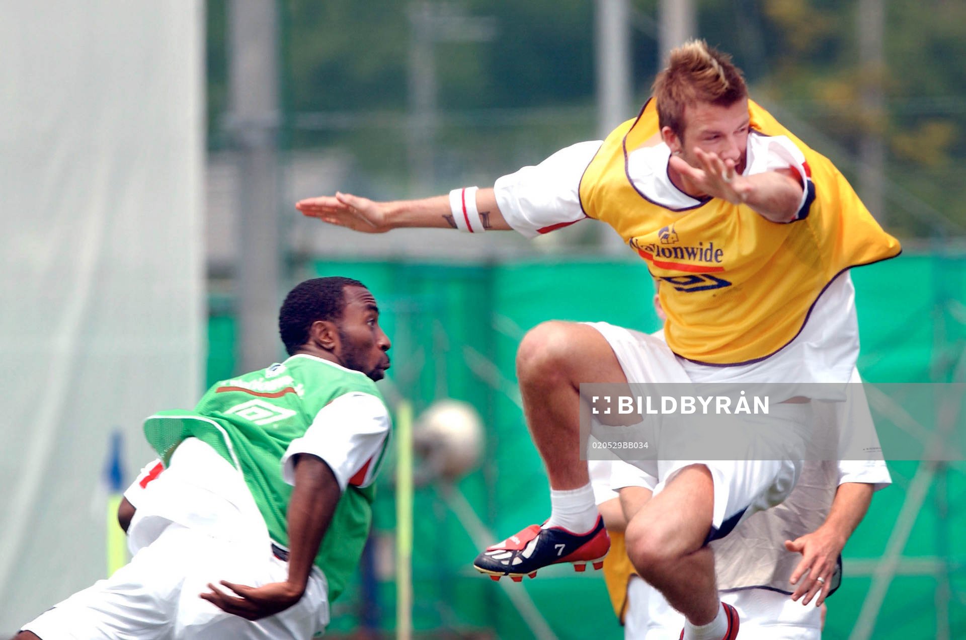 Fotboll, VM, Darius Vassell och David Beckham, England