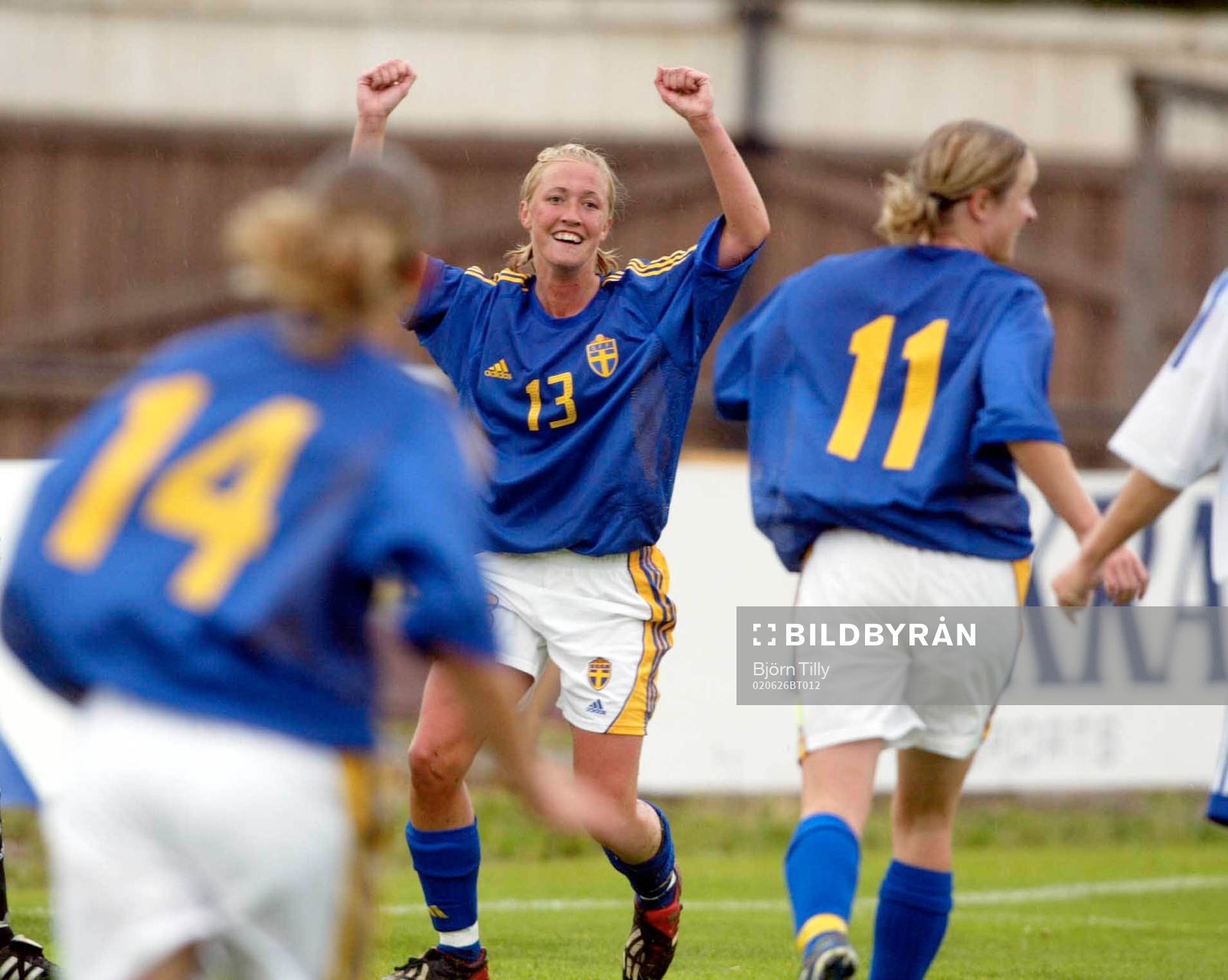   Anna-Maria Eriksson, Sverige, jublar (jubel)  efter sitt andra mål.