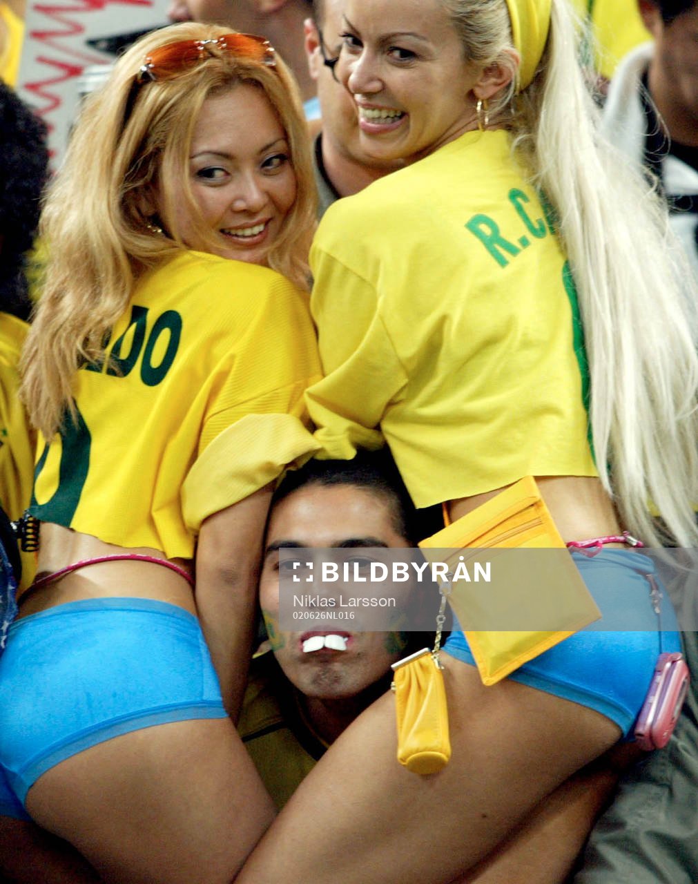 De Brasilianska fansen firar segern...Brasilien, fans,
