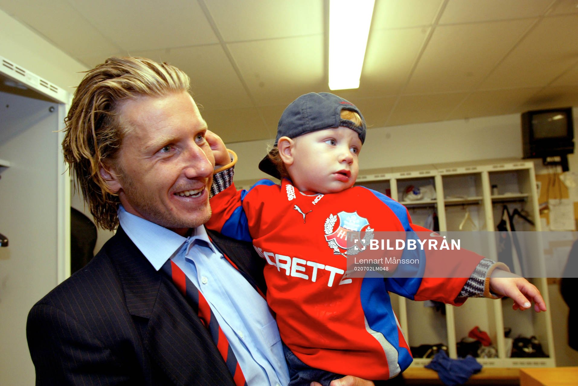 Jesper Jansson med son,  Helsingborgs IF