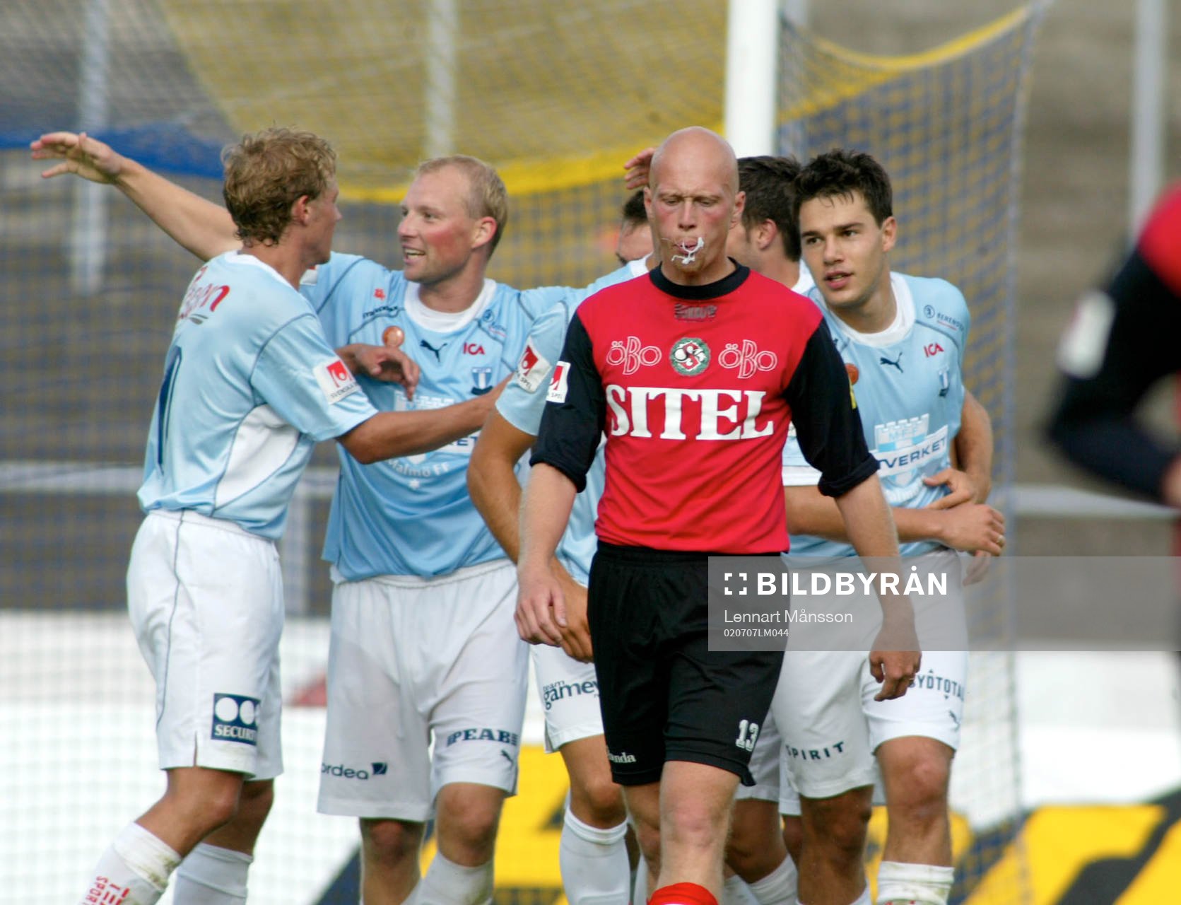 Måljubel Malmö FF, depp Mikael Danielsson, Örebro. Spott