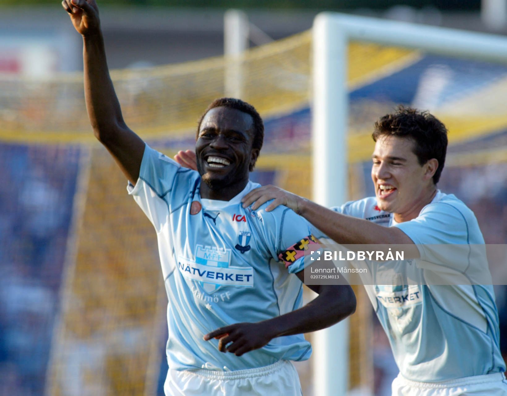 Peter Ijeh och Gudmundur Mete, Malmö FF jublar, jubel