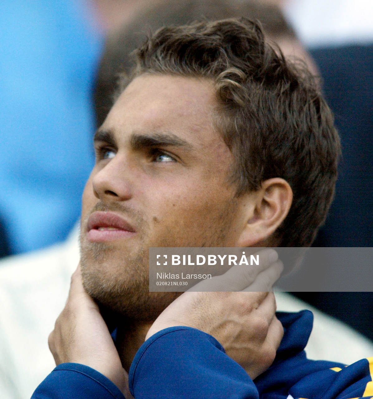 Johan Elmander, Sverige, såg matchen från läktaren. Han