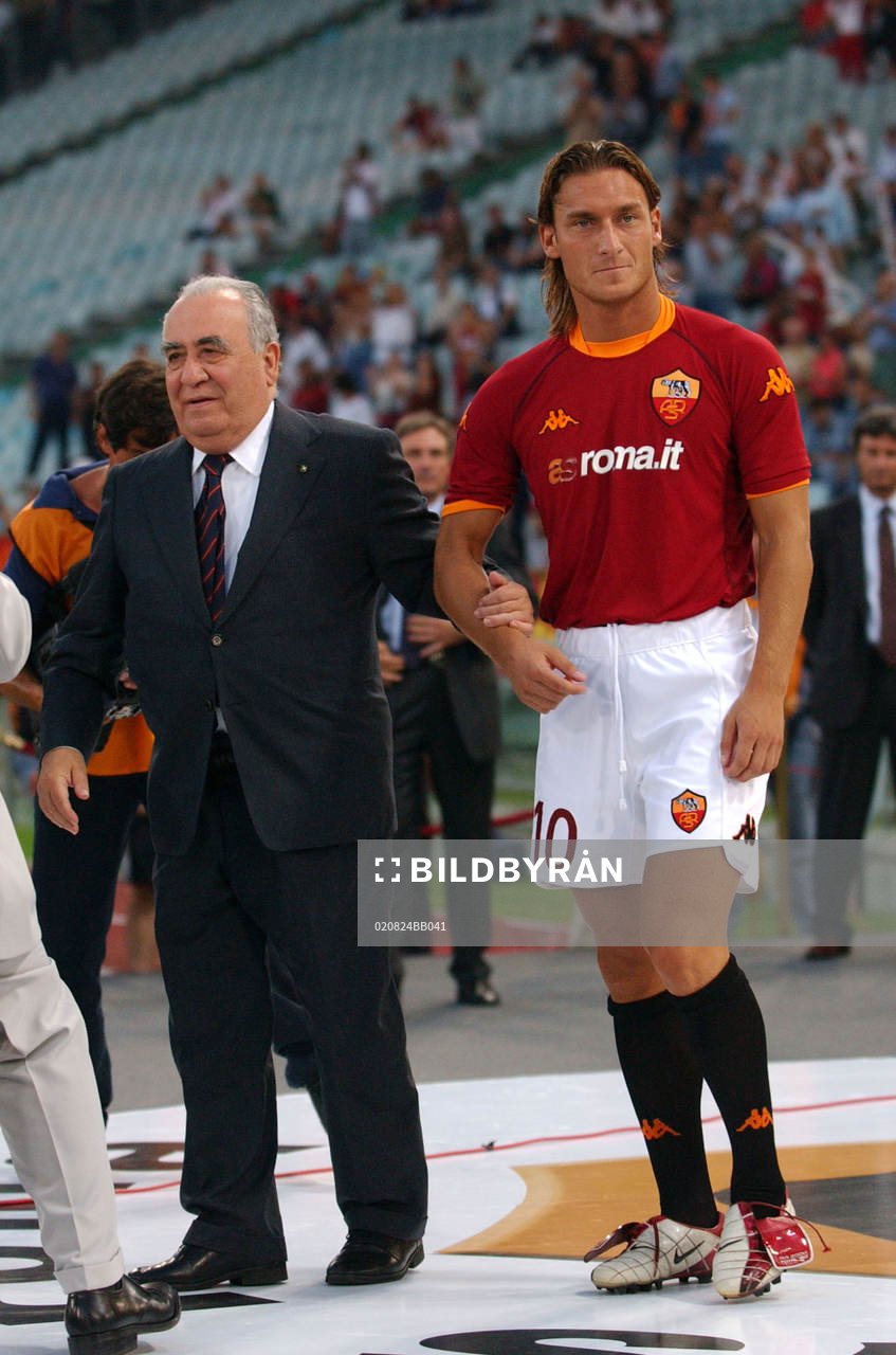  Franco Sensi, president och Totti, Roma.