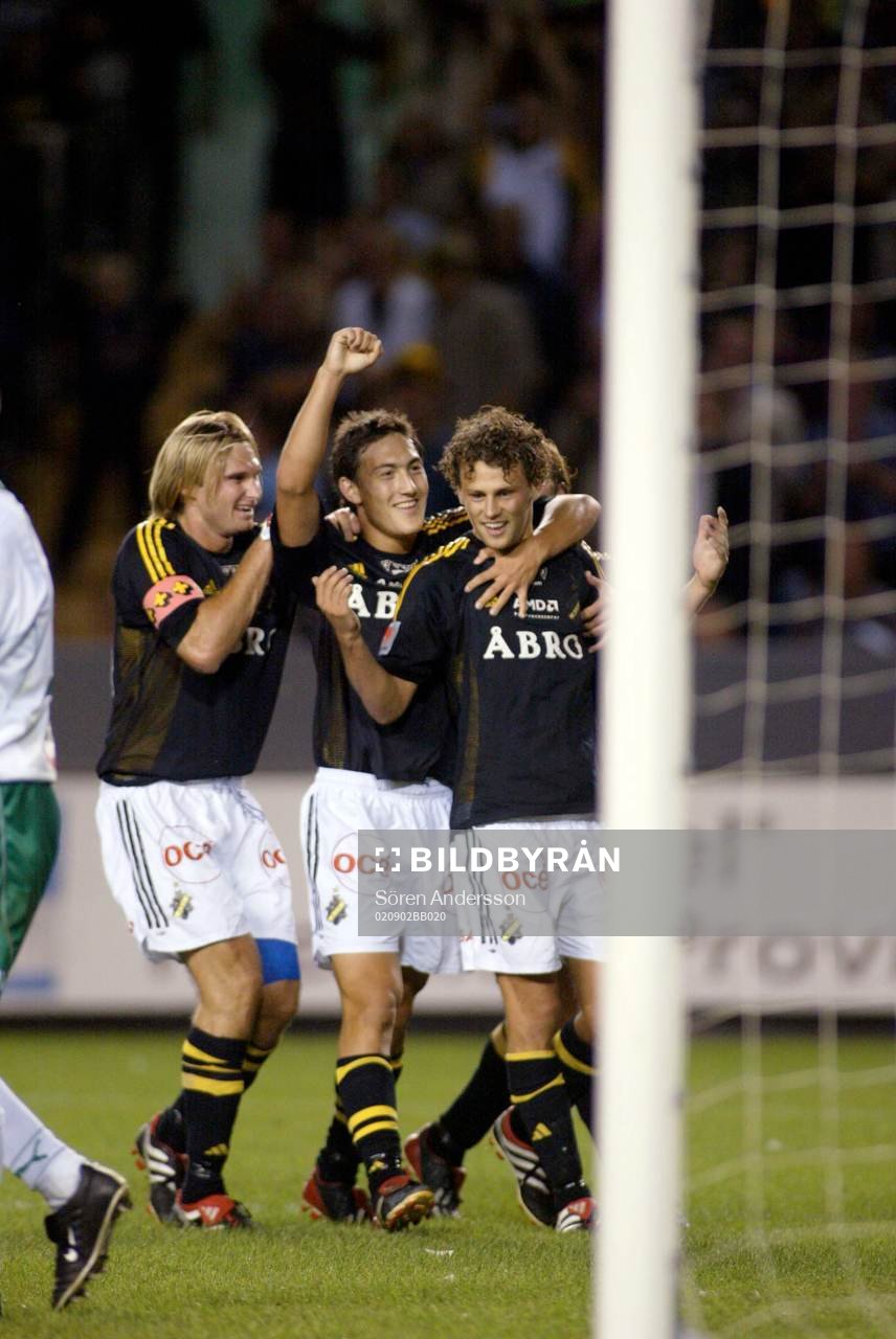 Daniel Hoch, Andreas Andersson och Stefan Ishizaki, jubel,