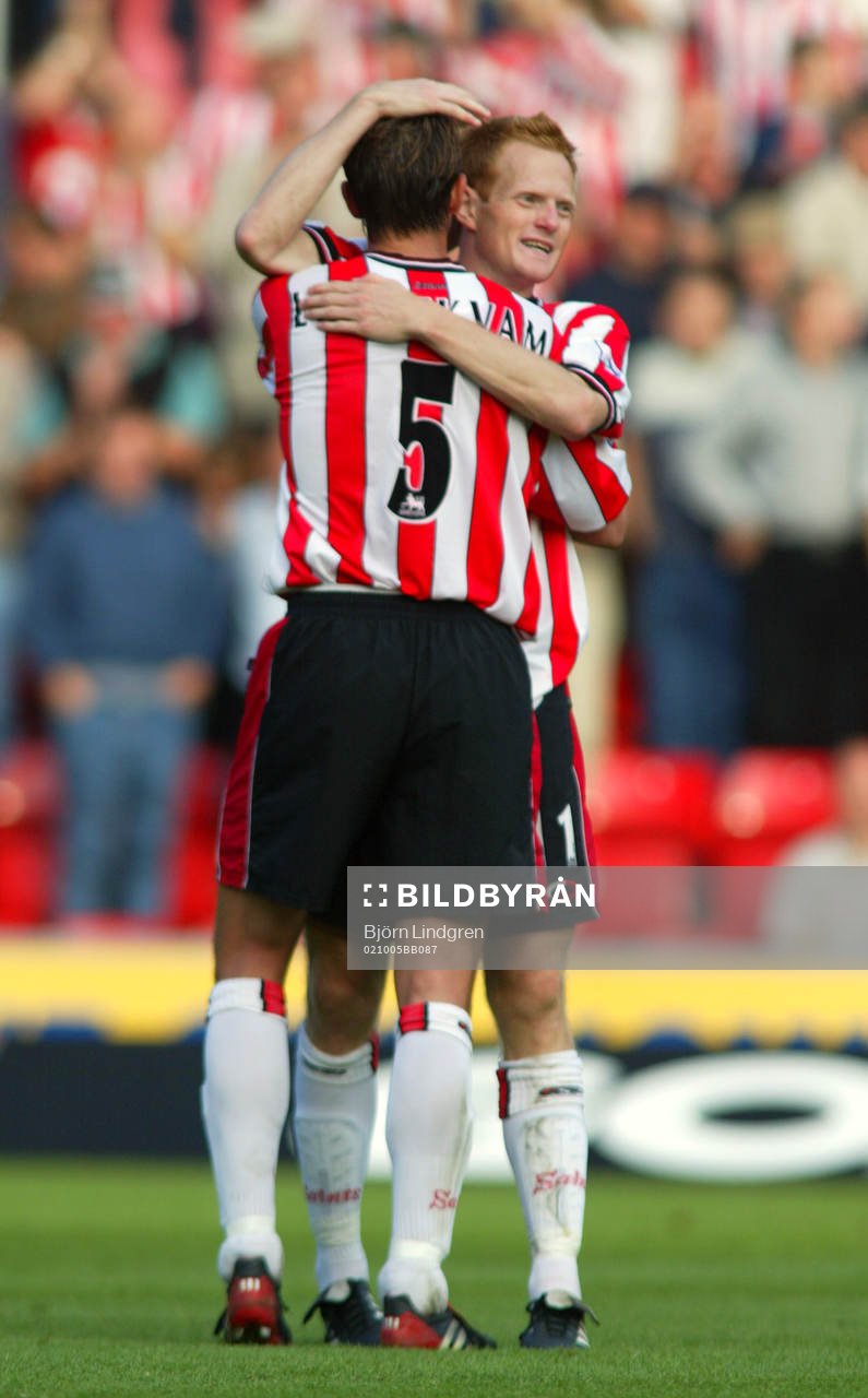 Claus Lundekvam och Michael Svensson, Southampton jubel,