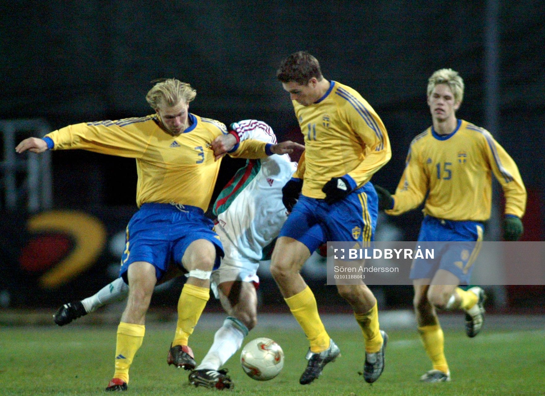 Mikael Dorsin, Johan Elmander och Johan Andersson, Sverige