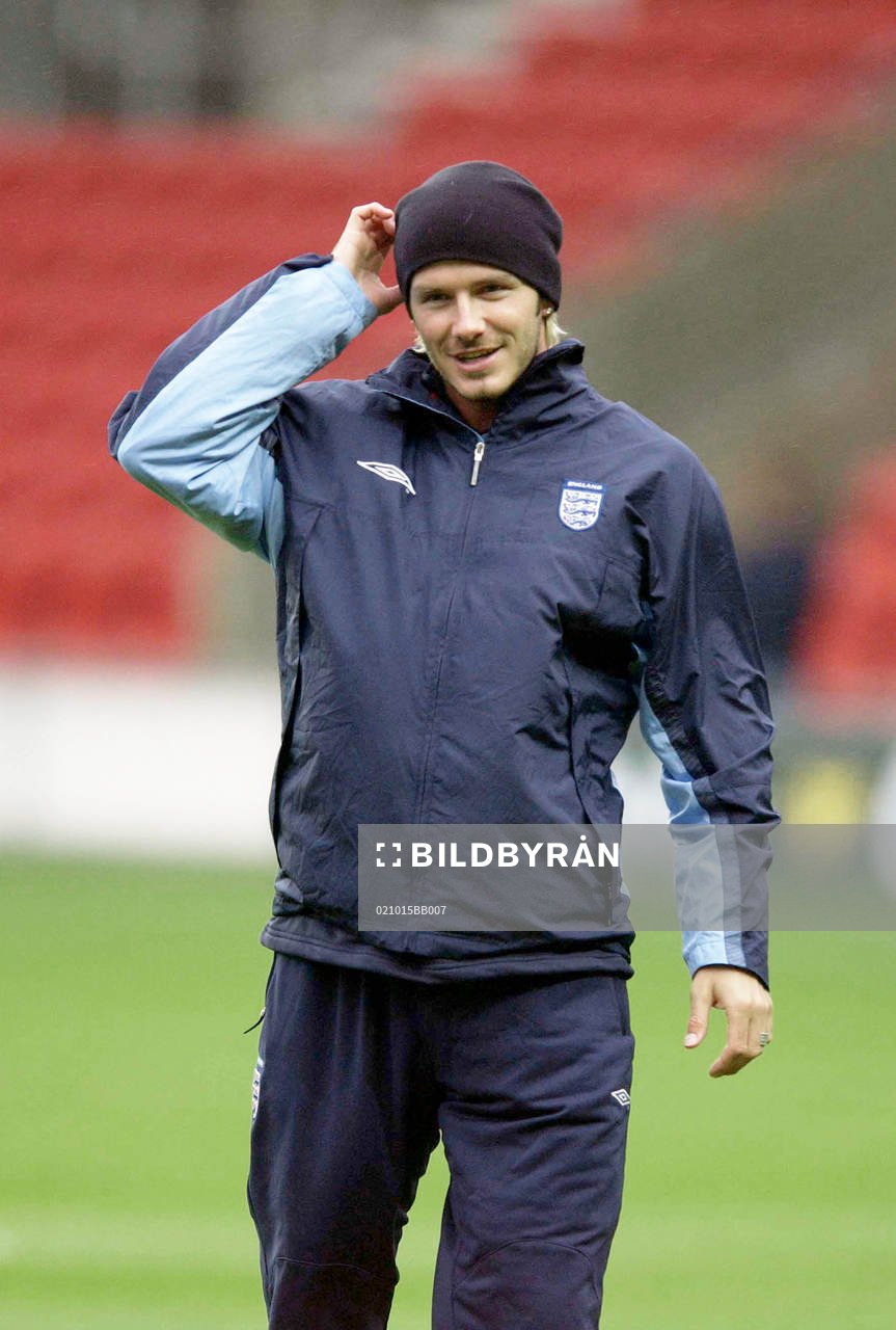  David Beckham på träningen idag.