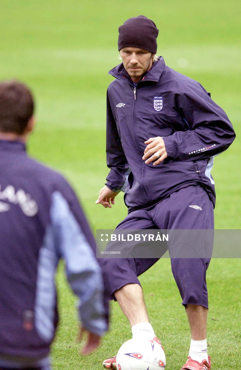  David Beckham på träningen idag.