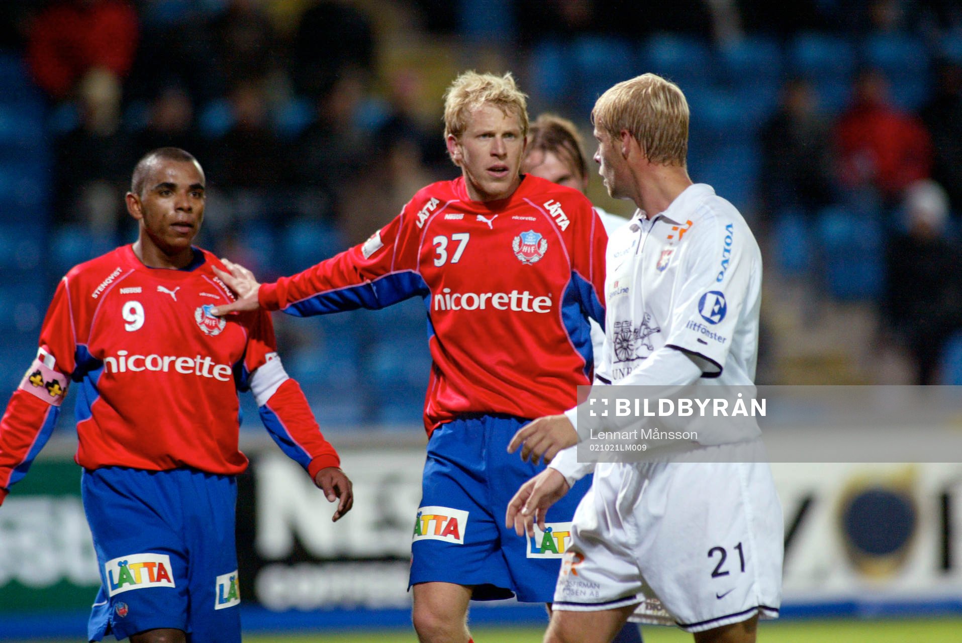 Alvaro Santos och Gustaf Andersson, HIF och Johan Anegrund,