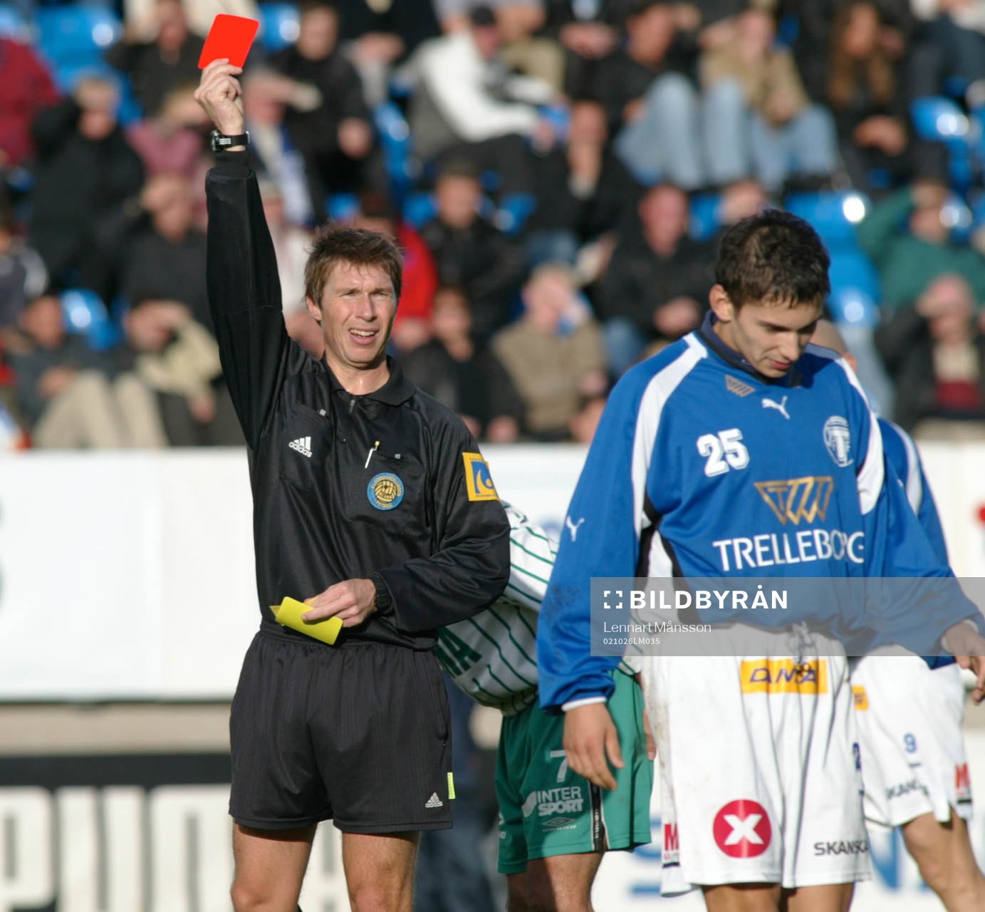  Utvisning, rött kort, Jonas Hagberg, domare.