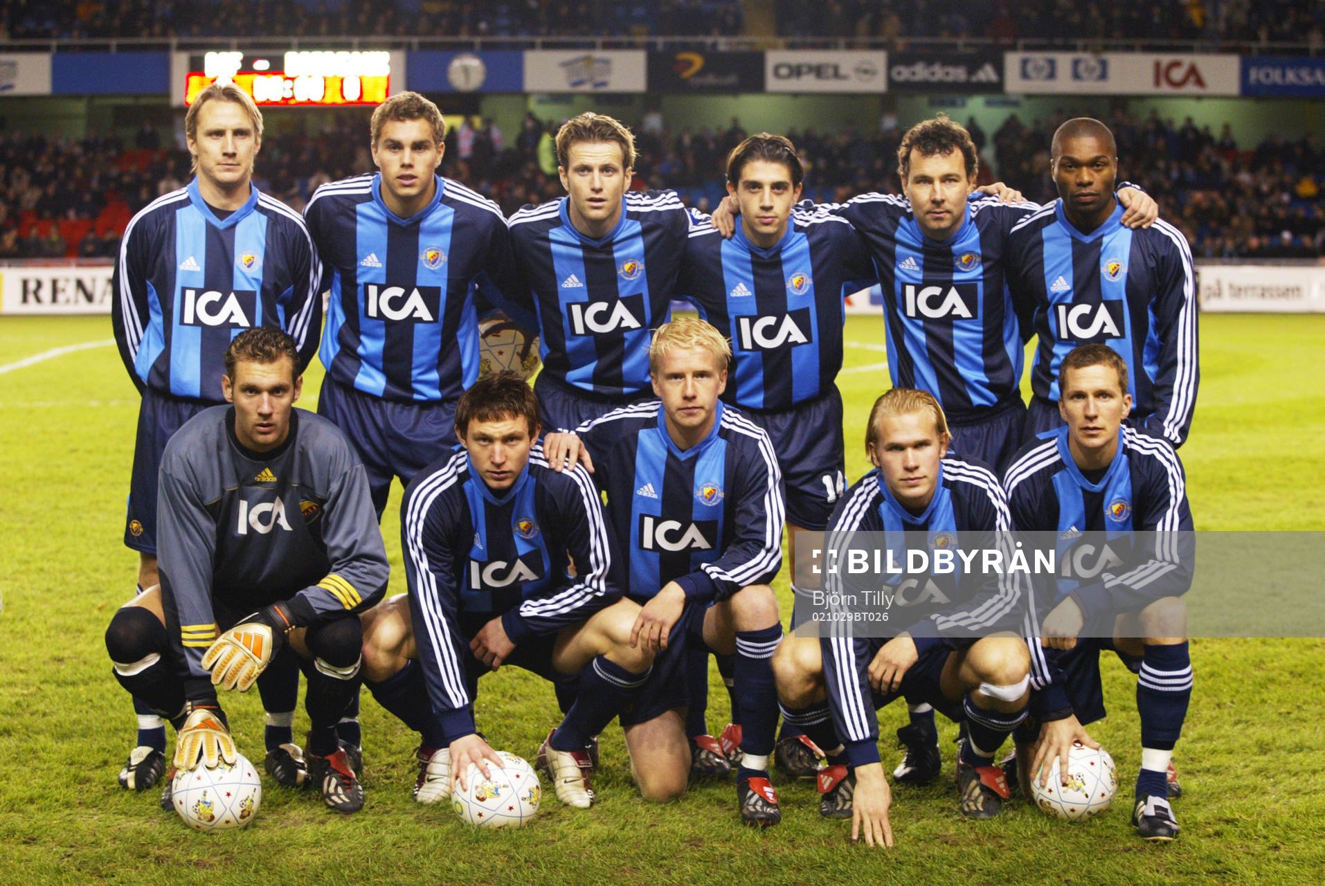 Djurgårdens startelva, bakre raden fr. v: Andreas