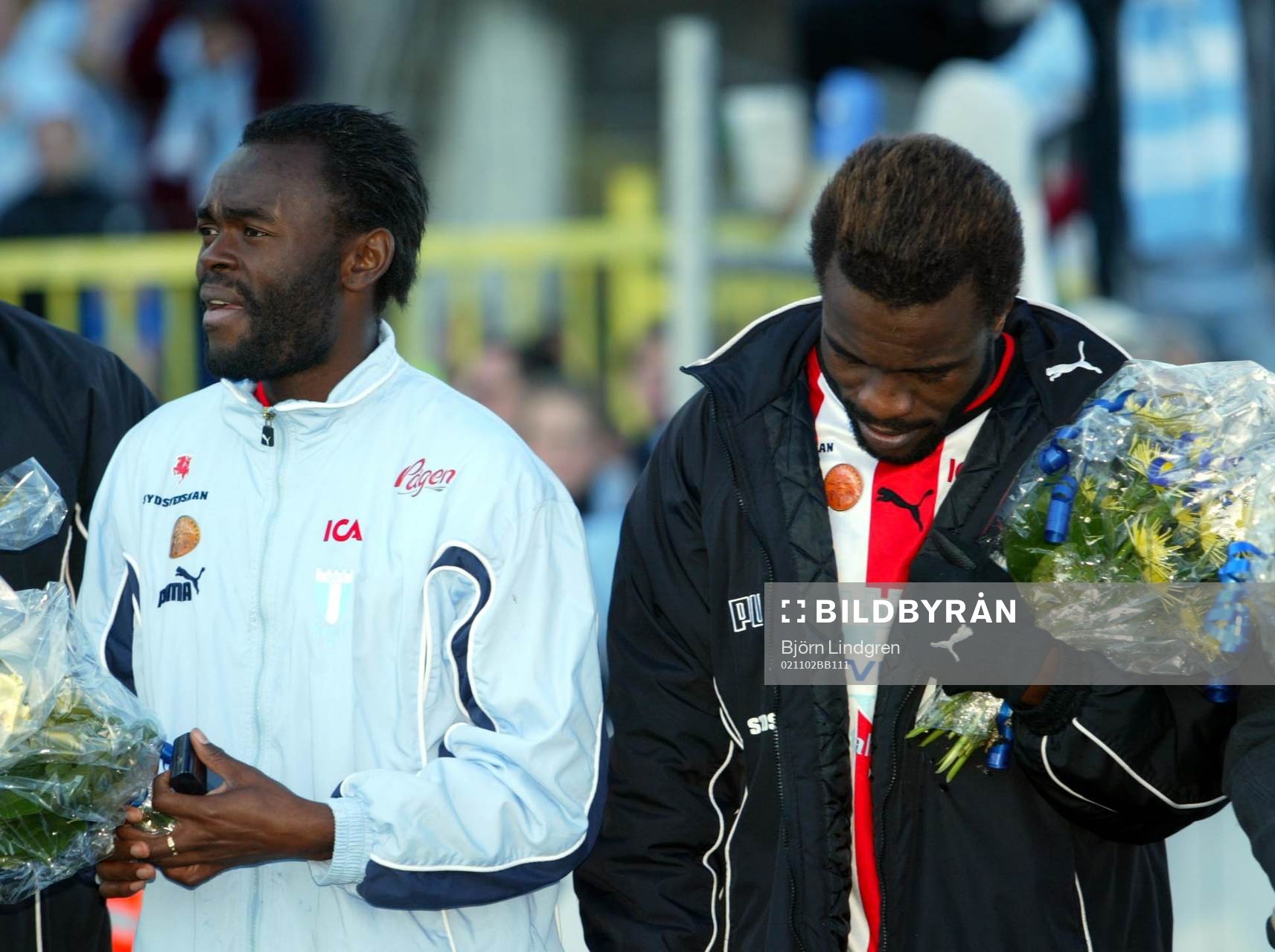  Skyttekungen Peter Ijeh, Malmö var nog den spelare som var mest besviken över silvret. Här bredvid Joseph Elanga