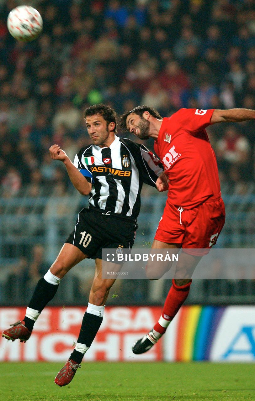 Del Piero, Juventus och Cardone, Piacenza nickar