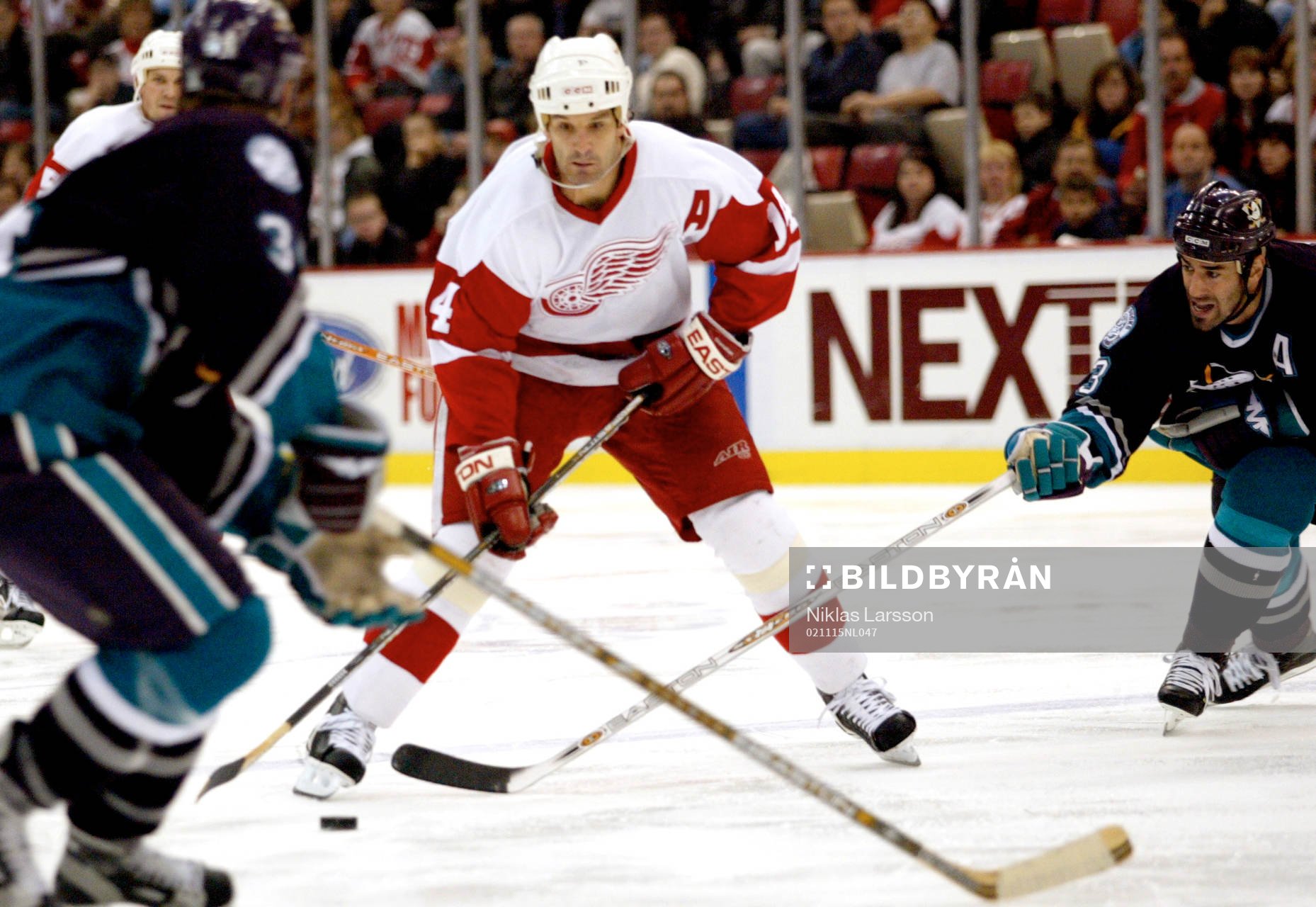 Brendan Shanahan, Detroit och Keith Carney, Anaheim. (Canal