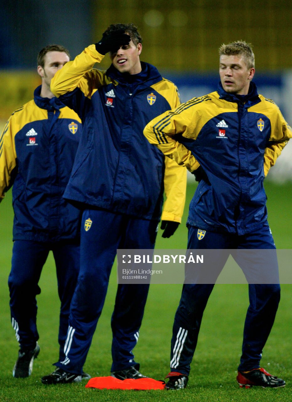Fotboll, Träning, Niklas Skoog, Johan Elmander och Marcus