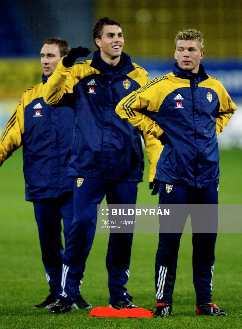 Fotboll, Träning, Niklas Skoog, Johan Elmander och Marcus