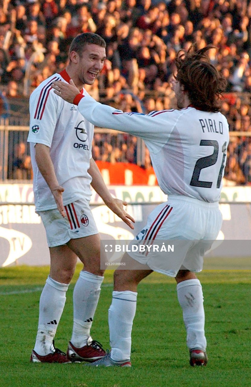 Pirlo och Shevchenko, Milan, jubel