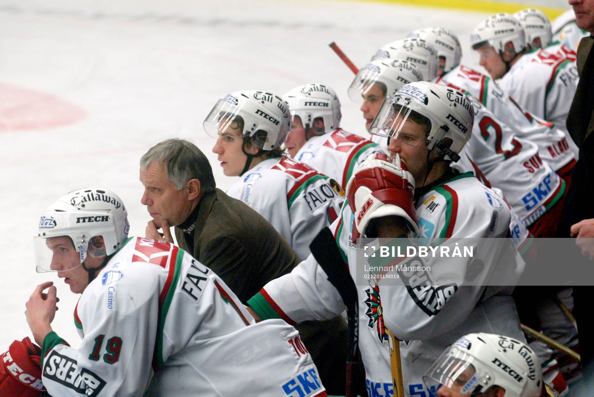 Conny Evensson, tränare, Frölunda. Bås, spelarbås