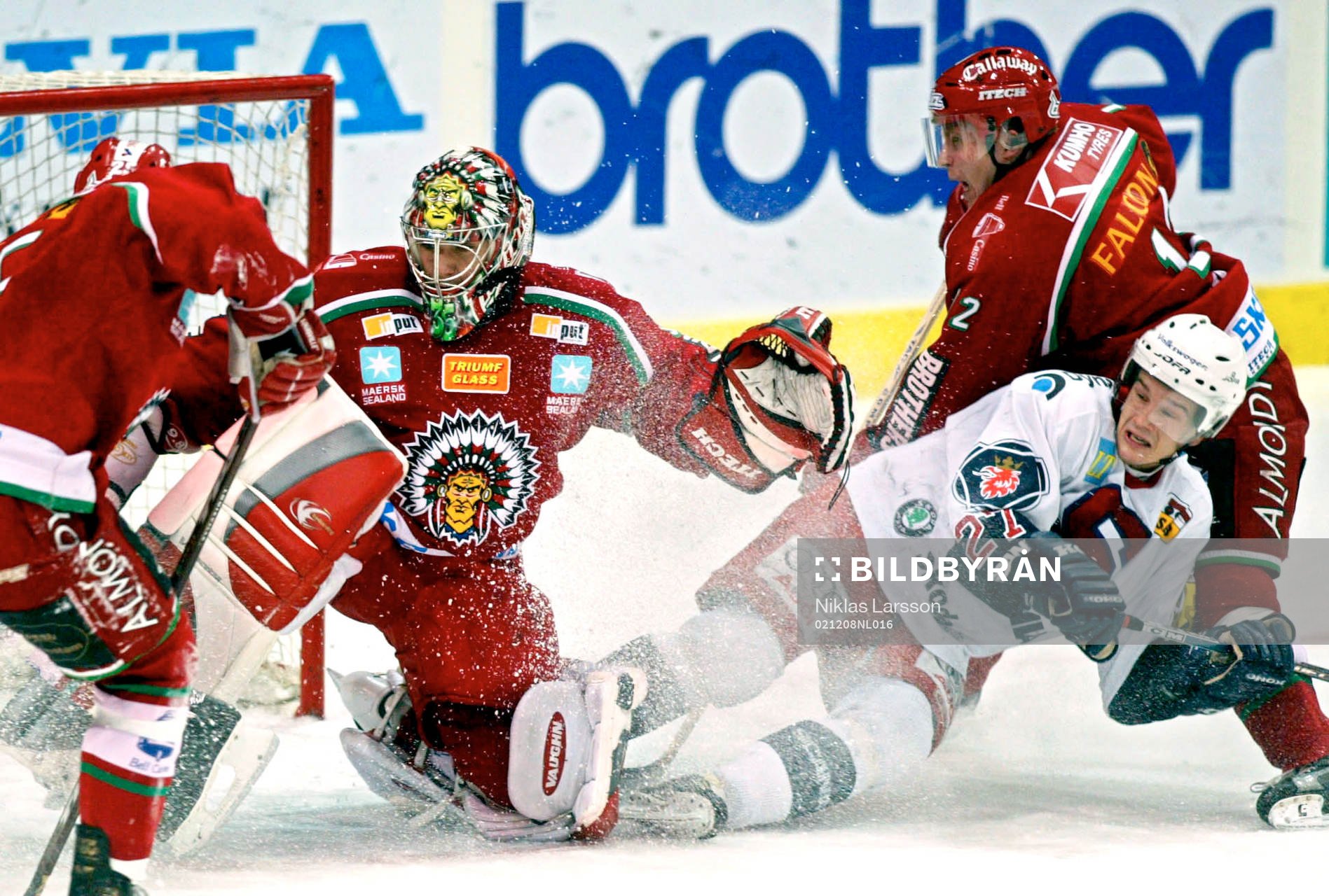 Henrik Lundqvist och Kimmo Eronen, Frölunda och Juha Lind,